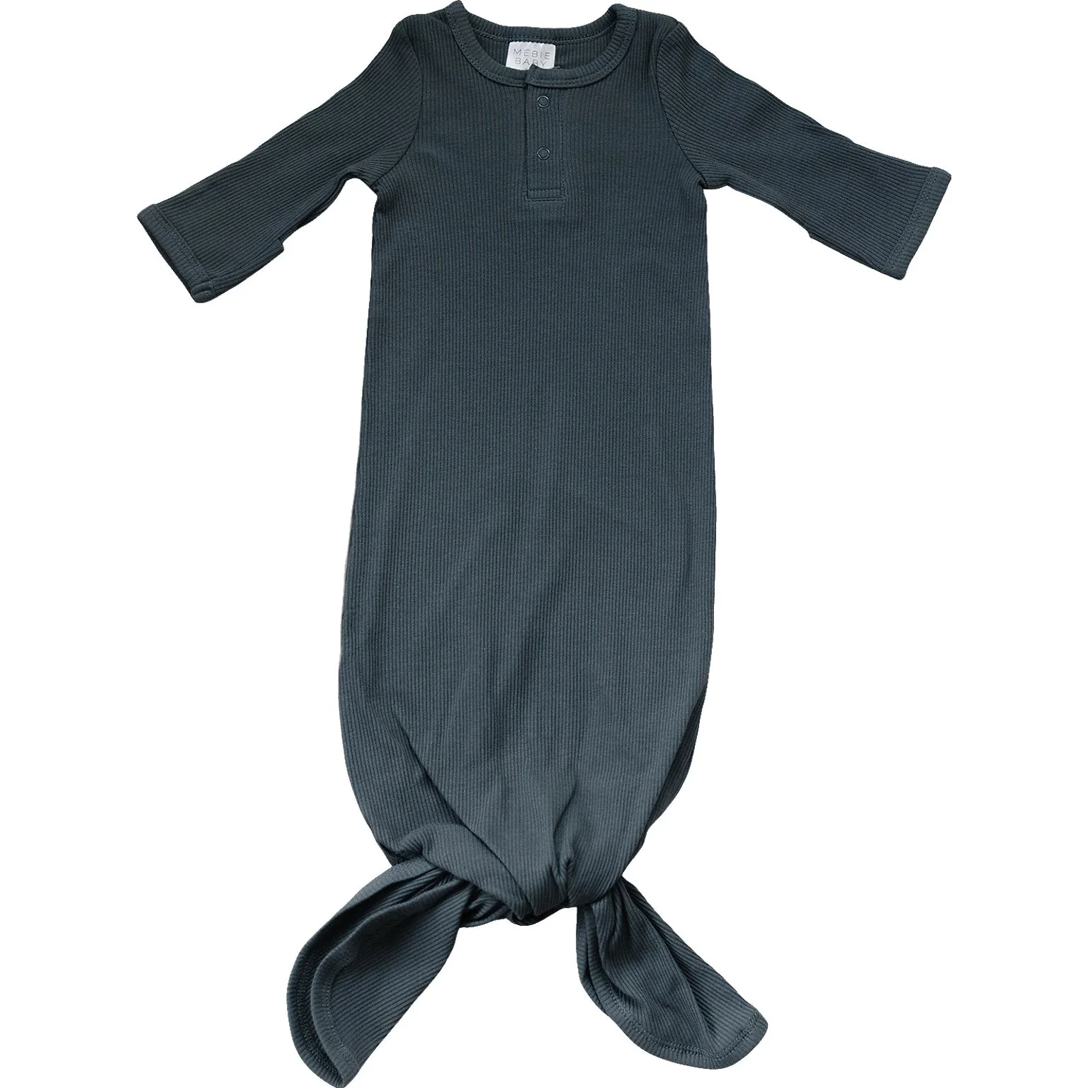 Charcoal Organic Cotton Ribbed Knot Gown - Image 3