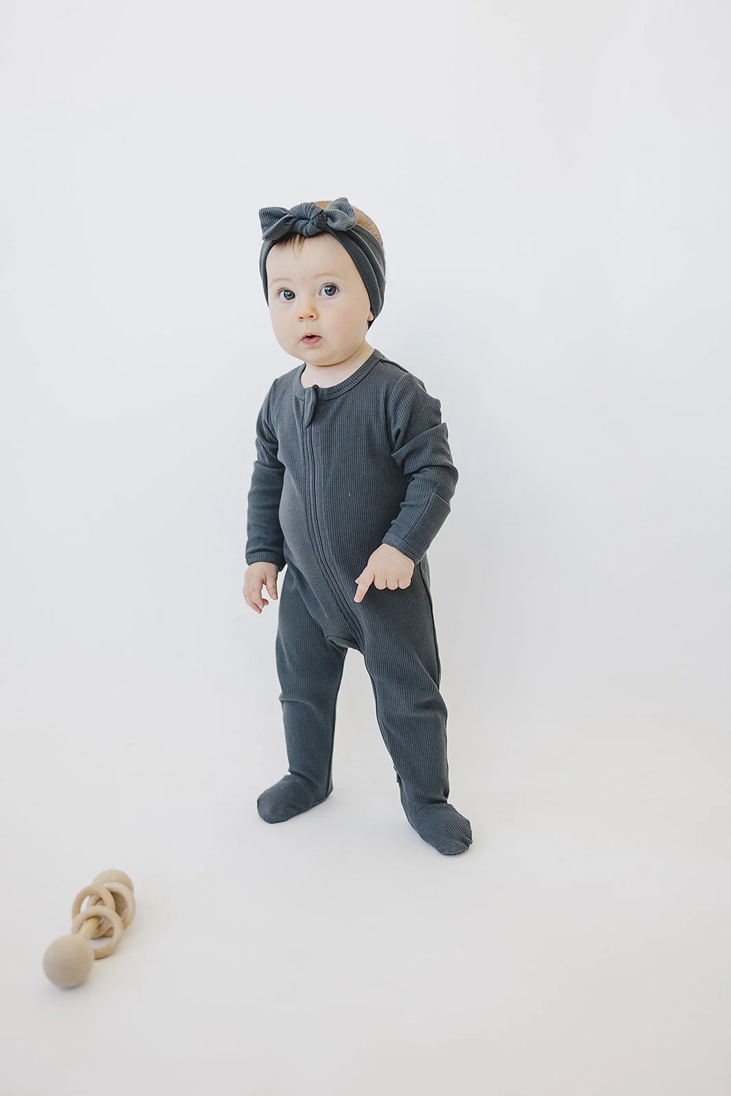 Charcoal Organic Cotton Ribbed Zipper - Image 4