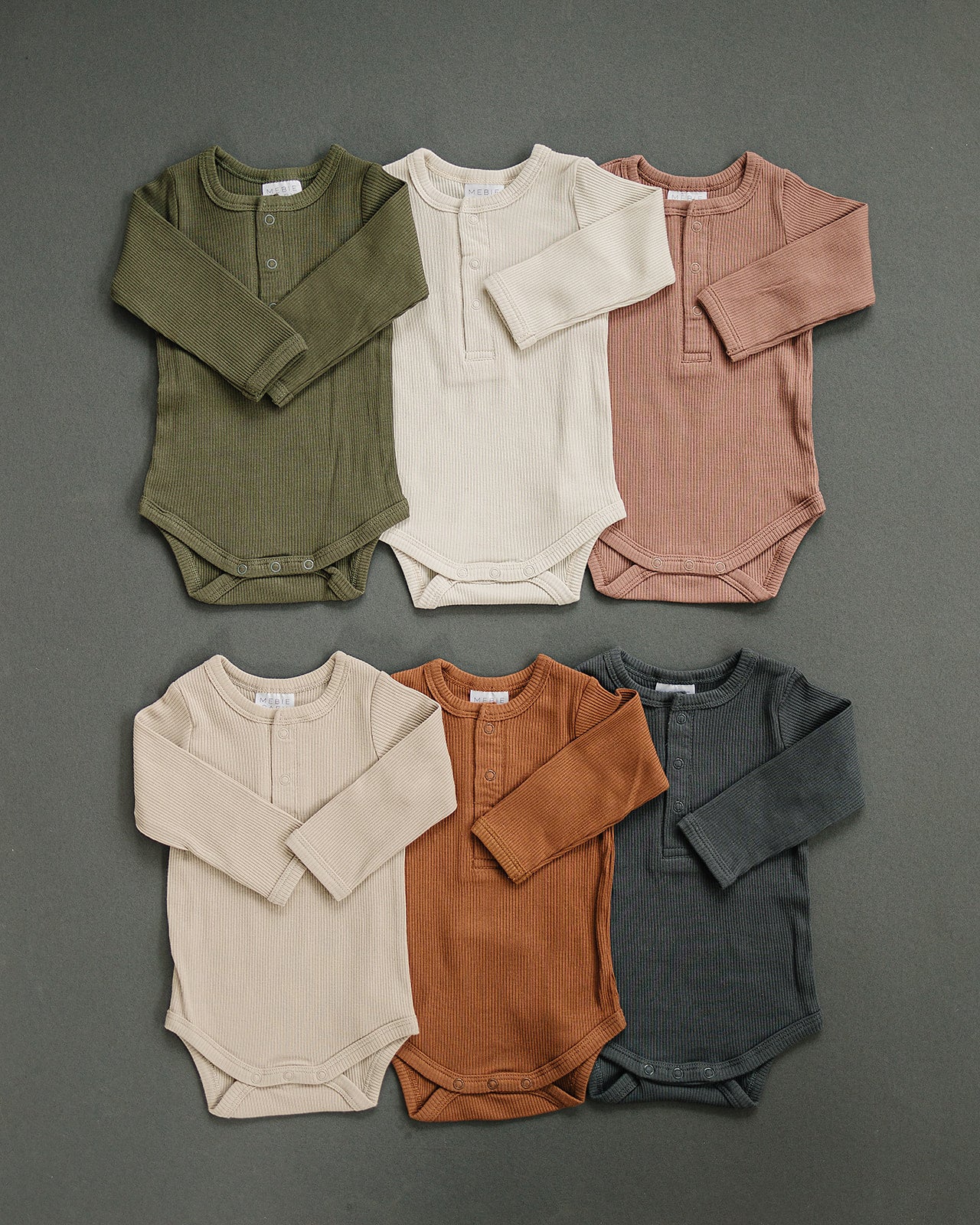 Charcoal Organic Snap Long Sleeve Ribbed Bodysuit - Image 6