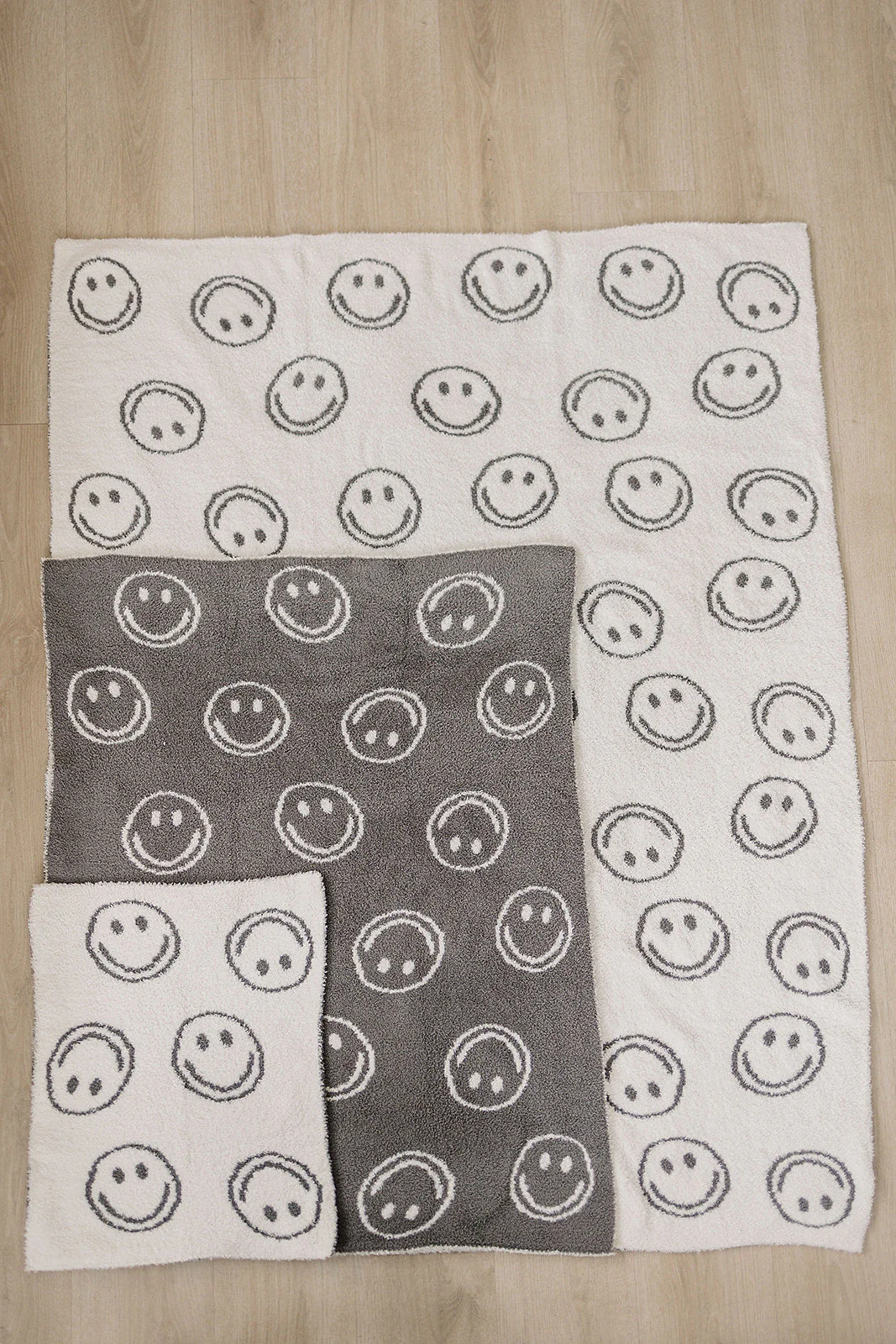 Charcoal Smiley Taupe Plush Blanket - Image 6