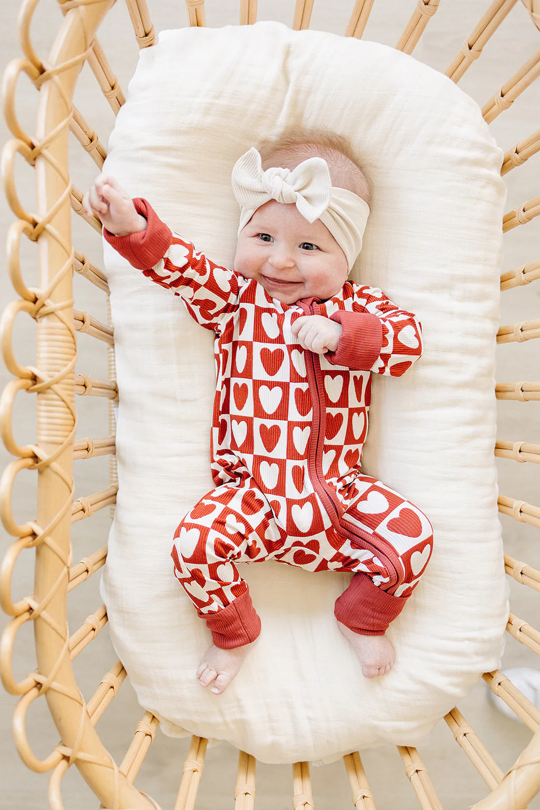 Checkered Hearts Ribbed Bamboo Zipper - Image 2