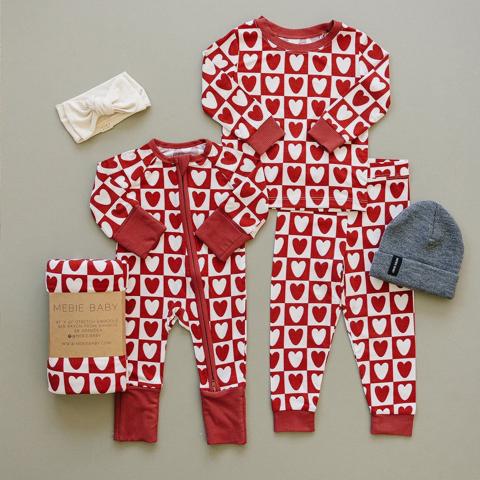 Checkered Hearts Ribbed Bamboo Zipper - Image 3