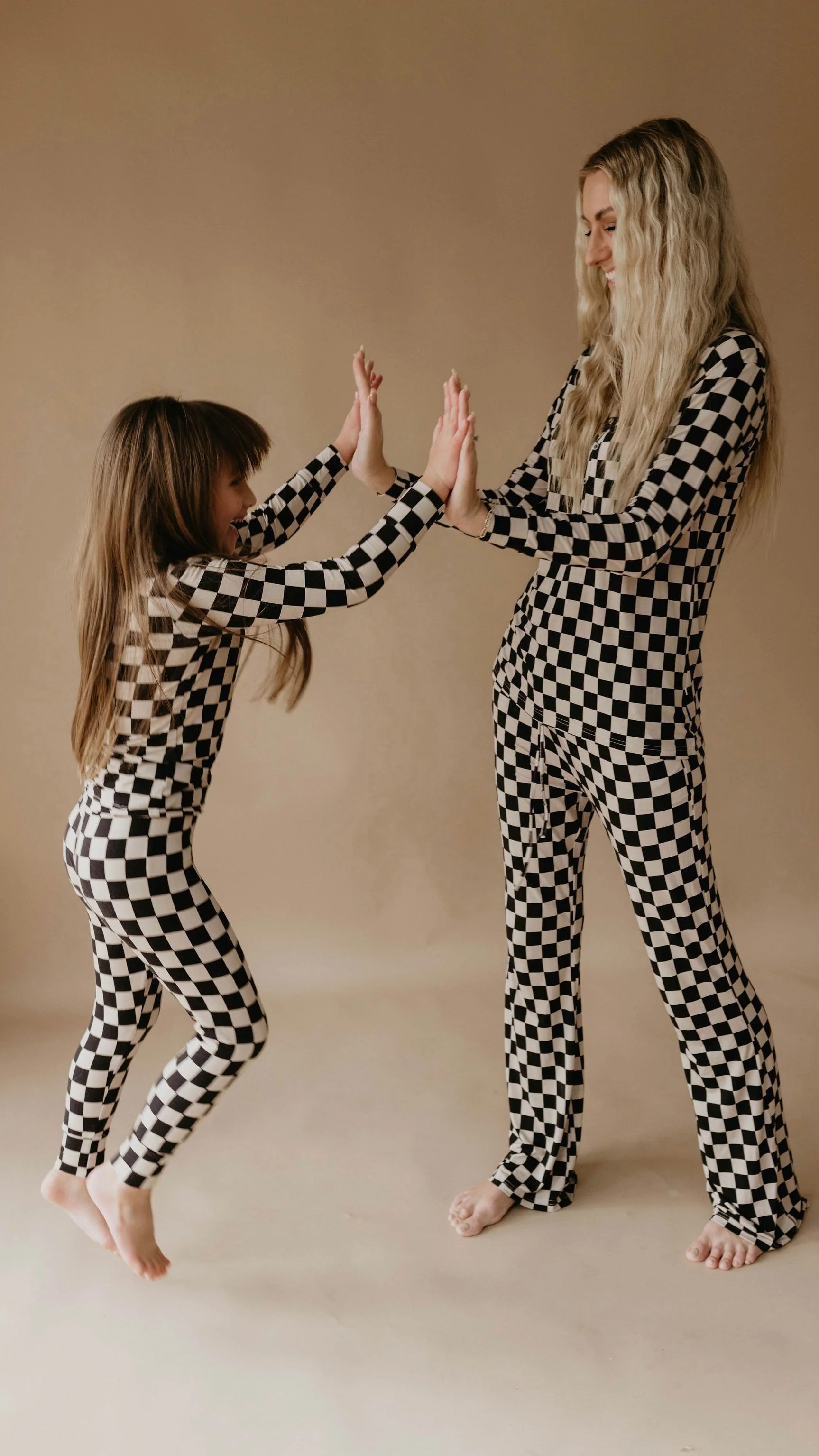 Children's Bamboo Two Piece Pajamas | Black Checkered - Image 5