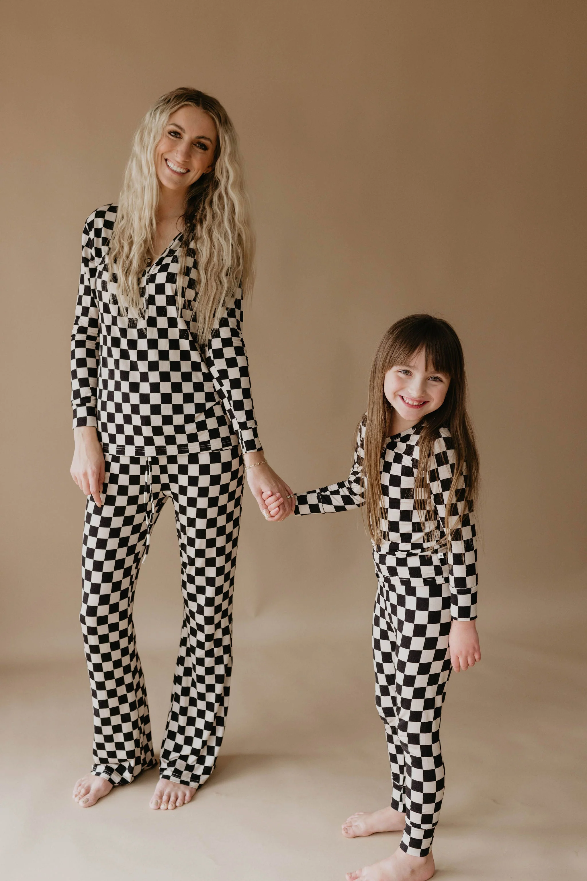 Children's Bamboo Two Piece Pajamas | Black Checkered - Image 7