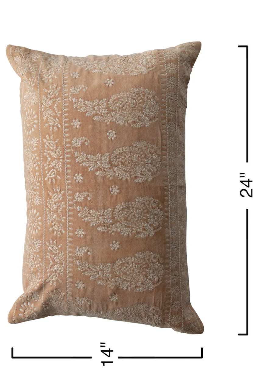 Christa Velvet Embroidered Lumbar Pillow - Image 10