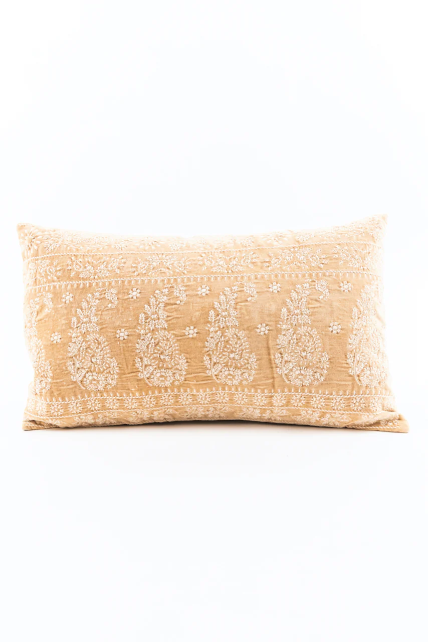 Christa Velvet Embroidered Lumbar Pillow - Image 5