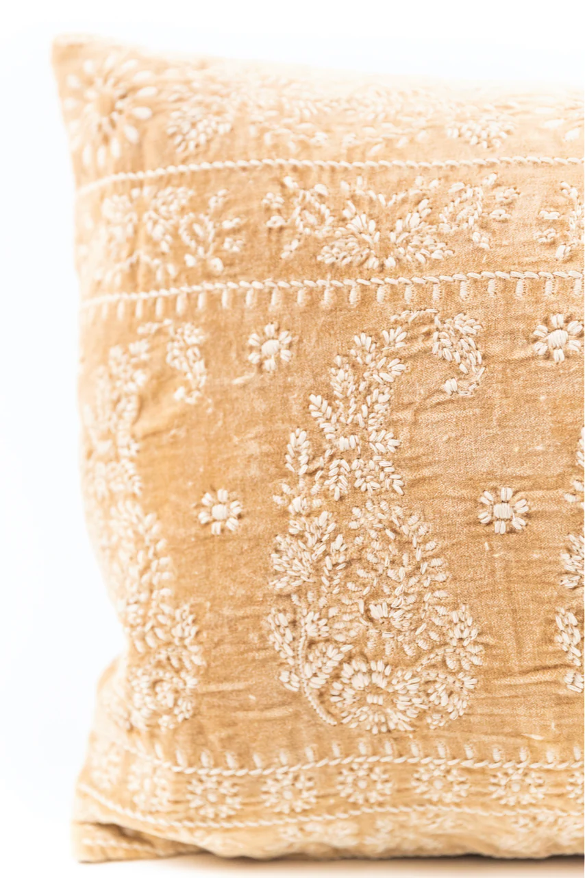 Christa Velvet Embroidered Lumbar Pillow - Image 6
