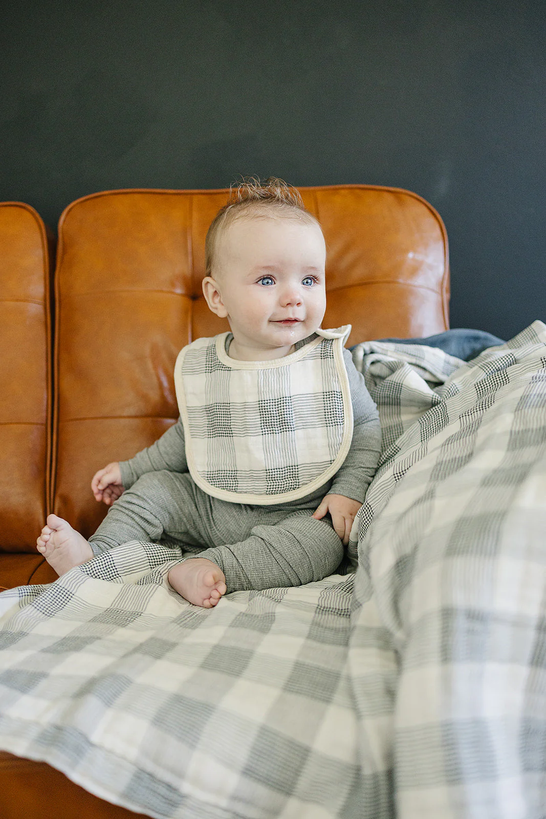 Coastal Plaid Classic Muslin Bib - Image 2