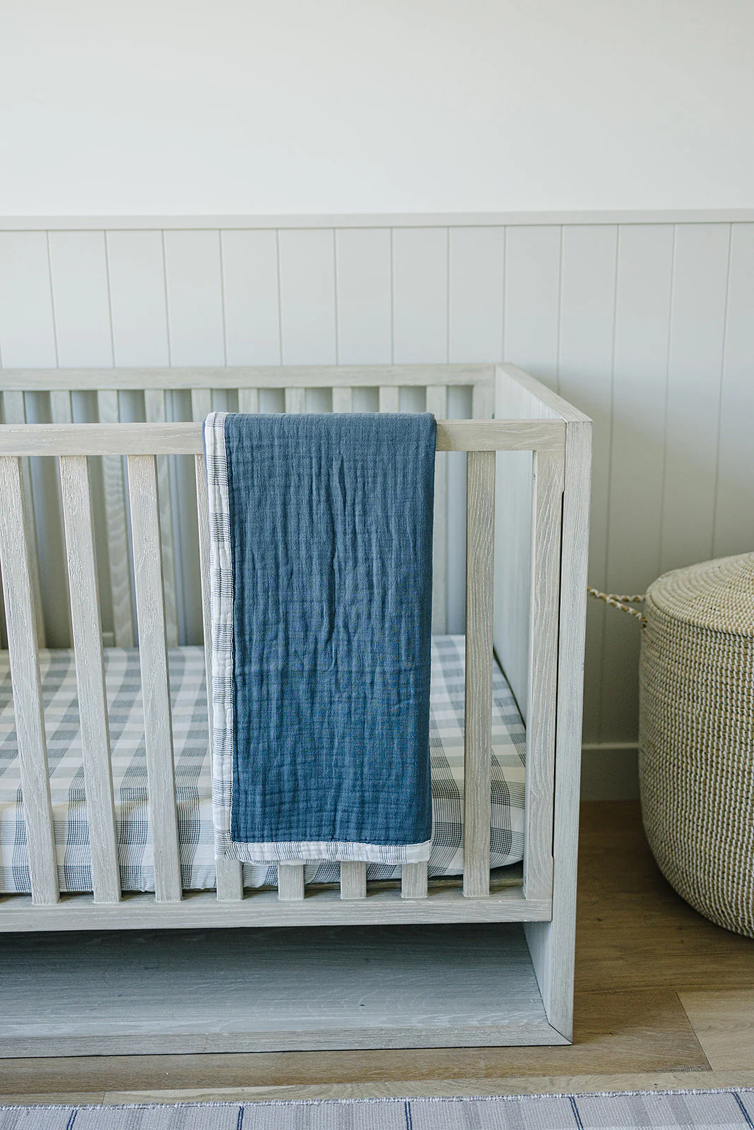 Coastal Plaid Muslin Crib Sheet - Image 4