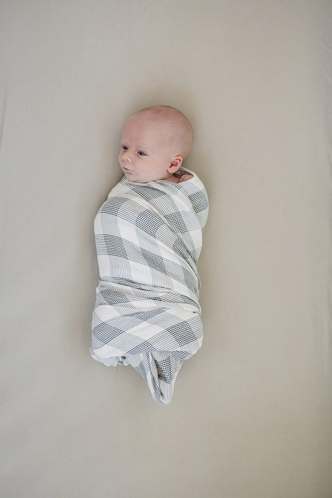 Coastal Plaid Muslin Swaddle Blanket - Image 2
