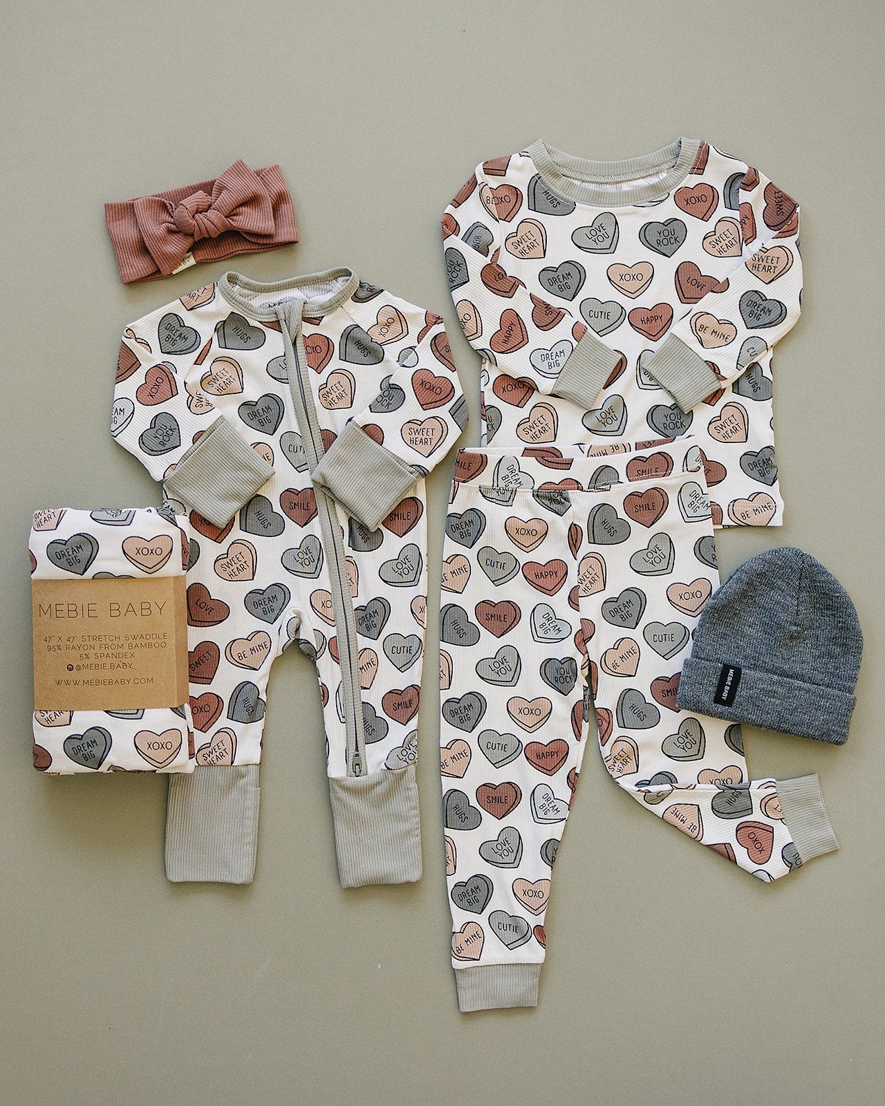 Conversation Hearts Ribbed Bamboo Cozy Set - Image 2