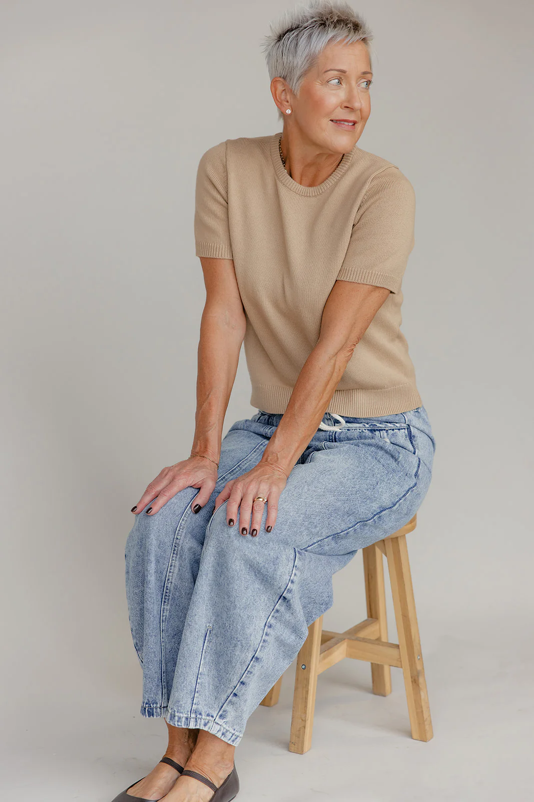 Cozy Curve Tie Waist Balloon Jeans - Image 5