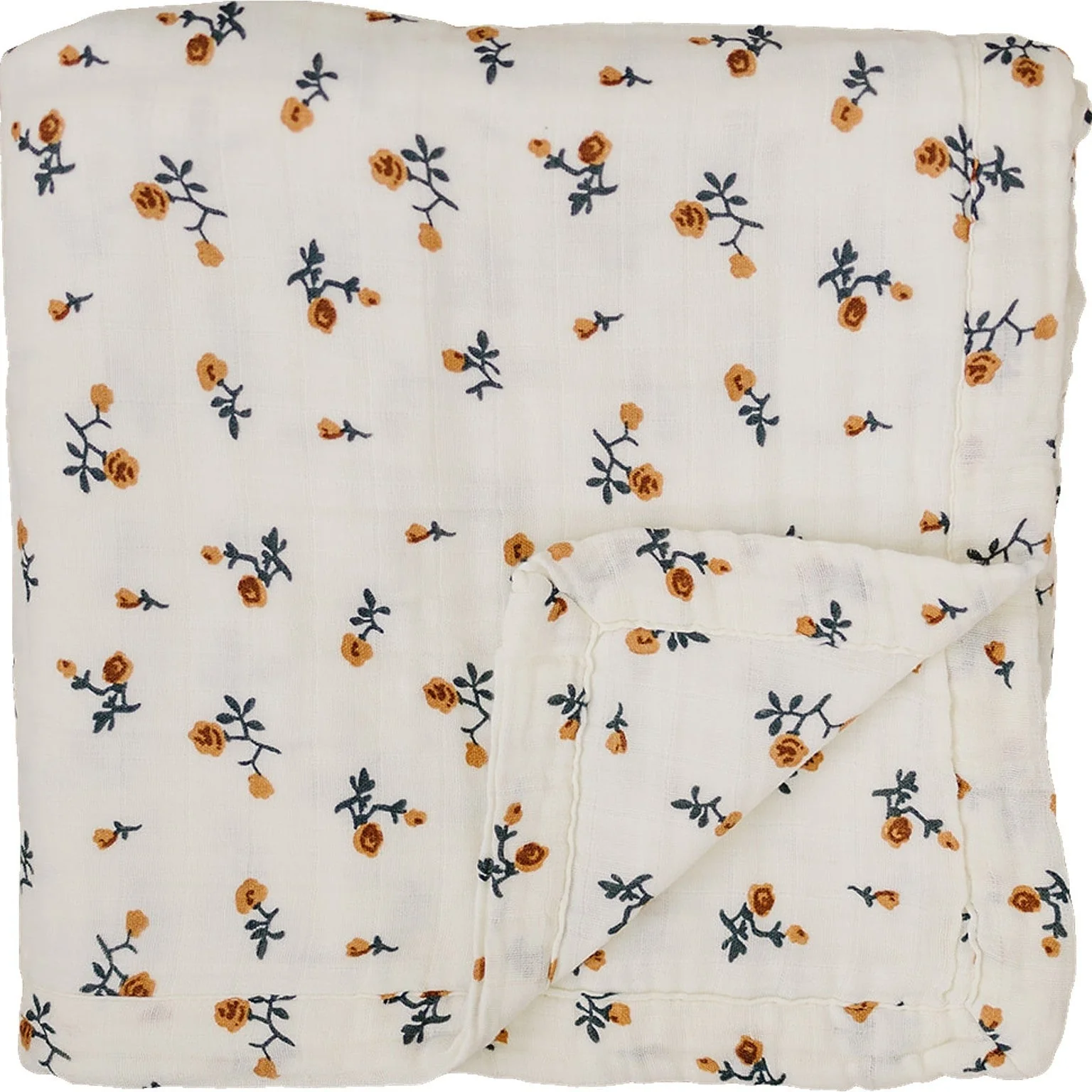 Cream Floral Muslin Quilt - Image 4