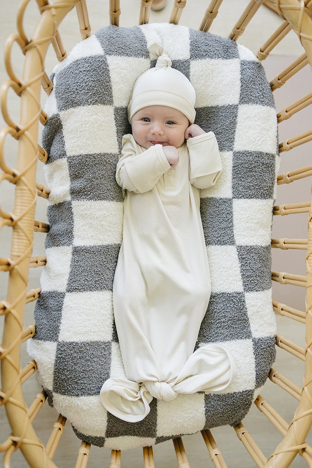 Cream Ribbed Bamboo Knot Gown - Image 2