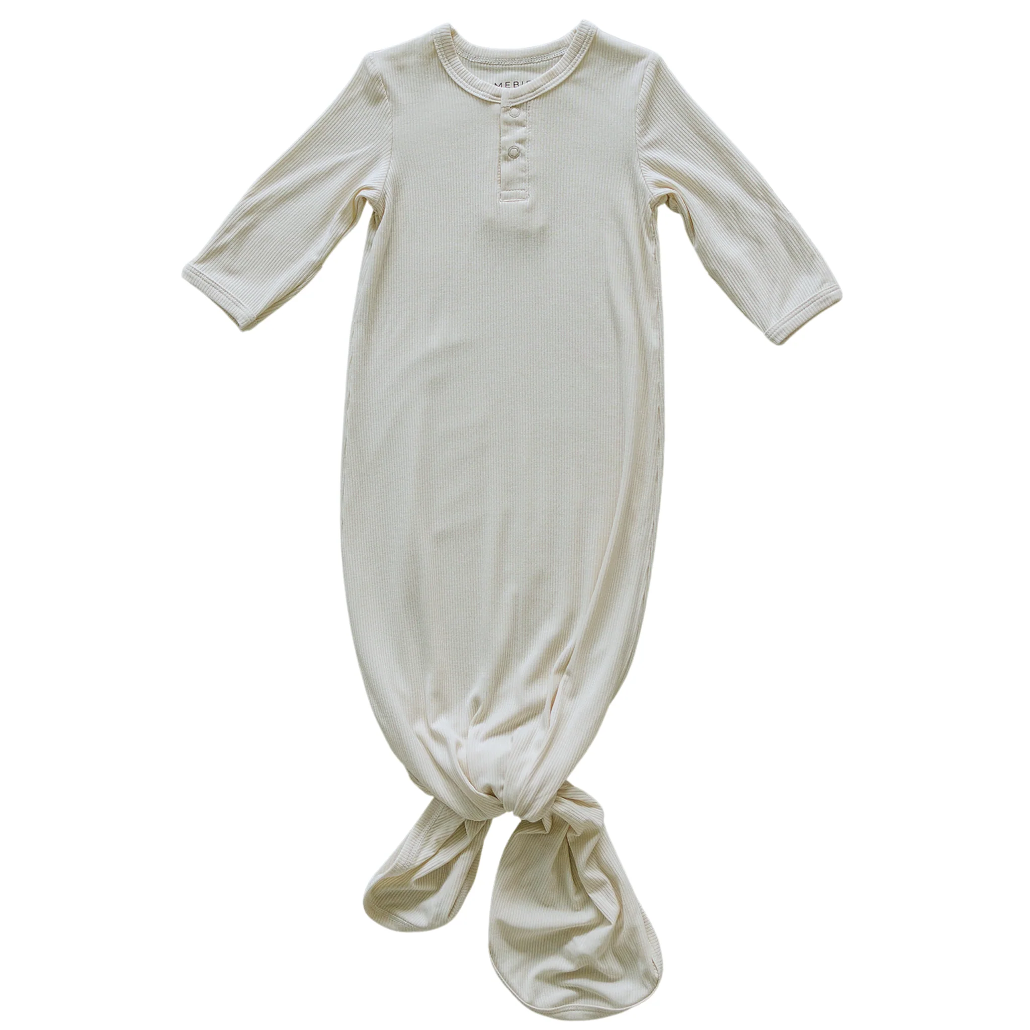 Cream Ribbed Bamboo Knot Gown - Image 3