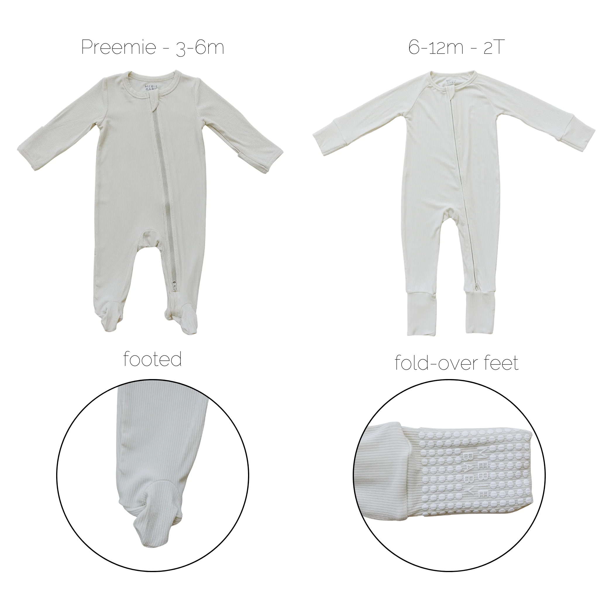 Cream Ribbed Bamboo Zipper - Image 4