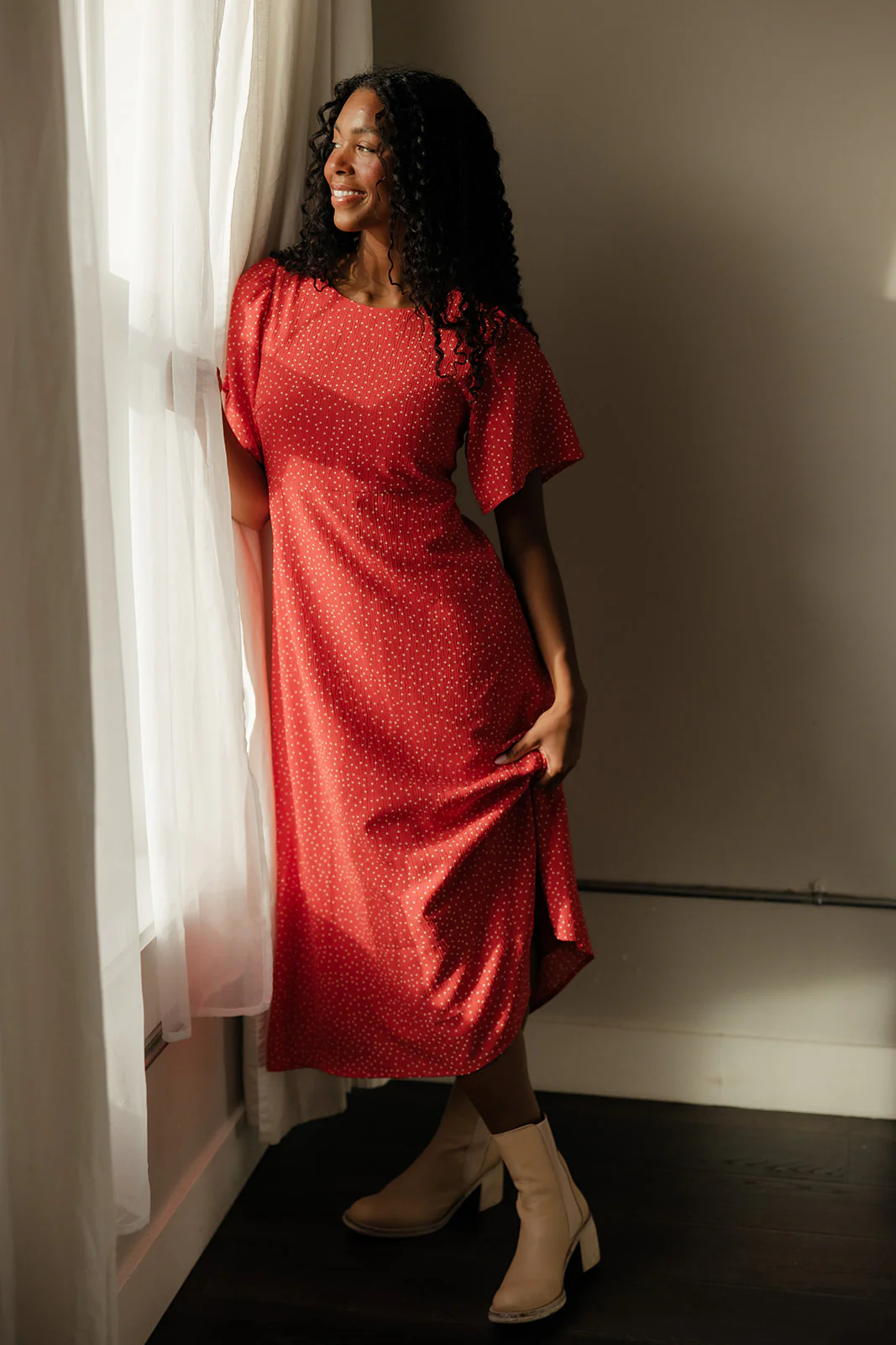 Crimson Hour Midi Dress - Image 3