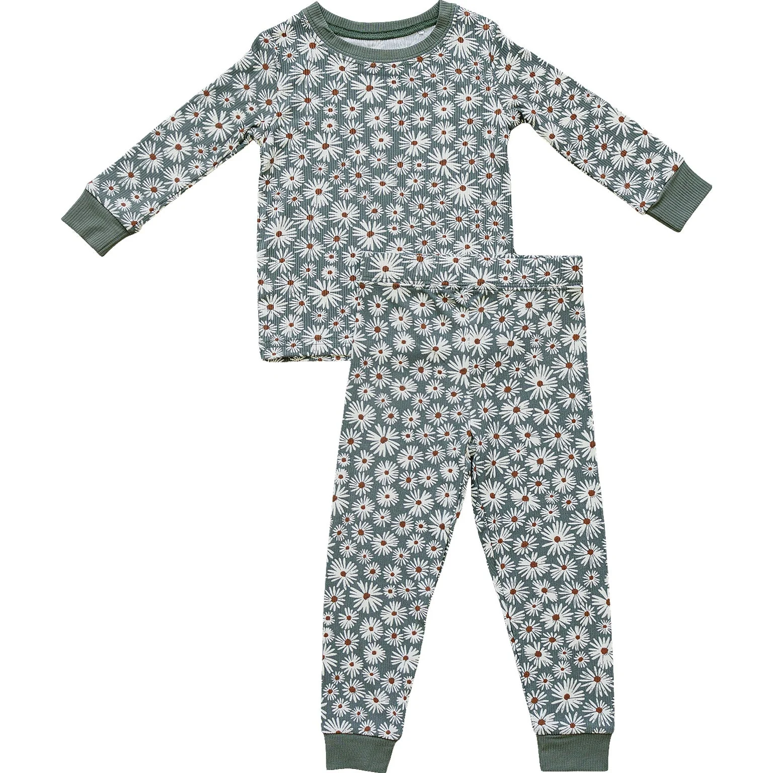 Dark Green Daisy Ribbed Bamboo Cozy Set - Image 2