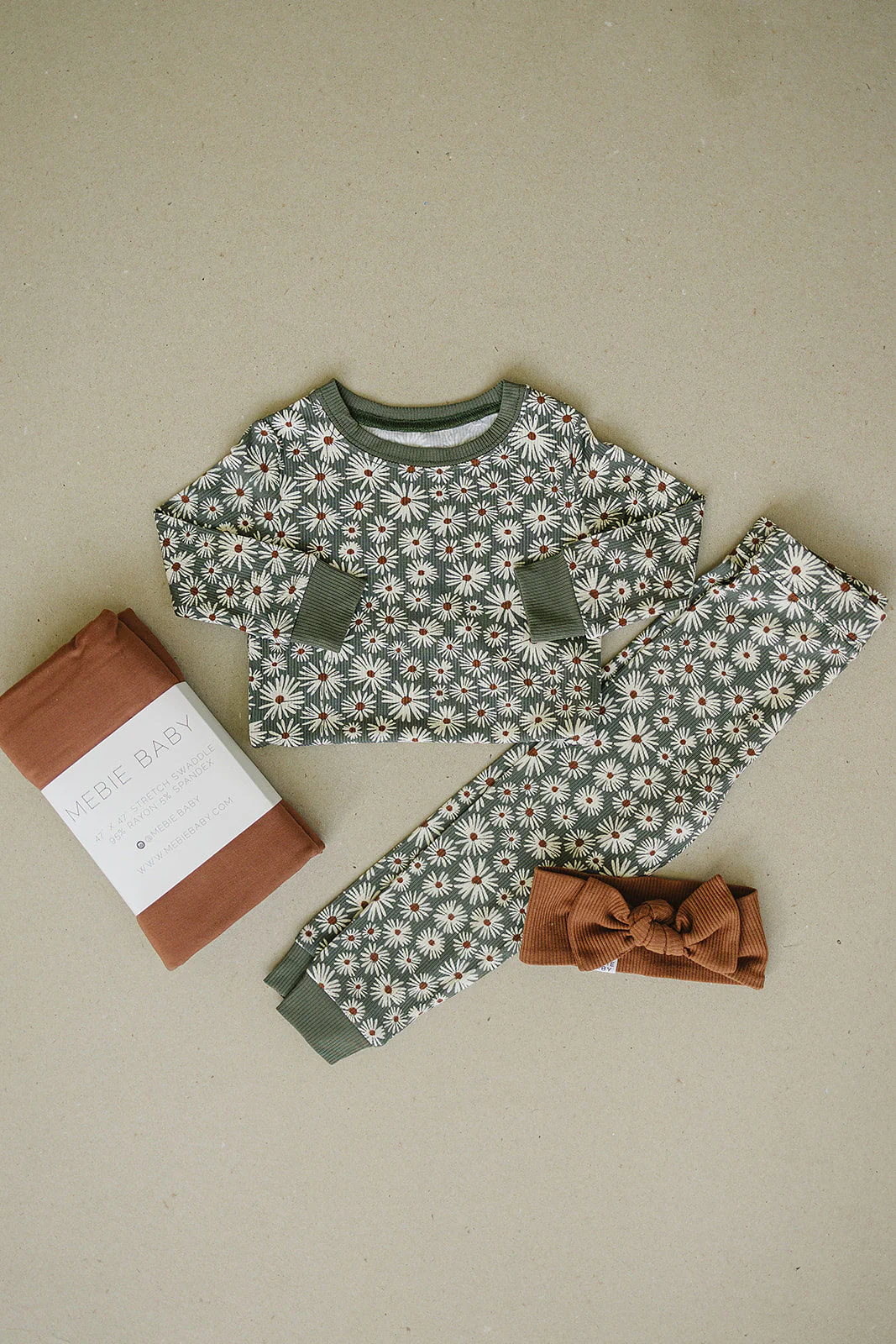 Dark Green Daisy Ribbed Bamboo Cozy Set - Image 3