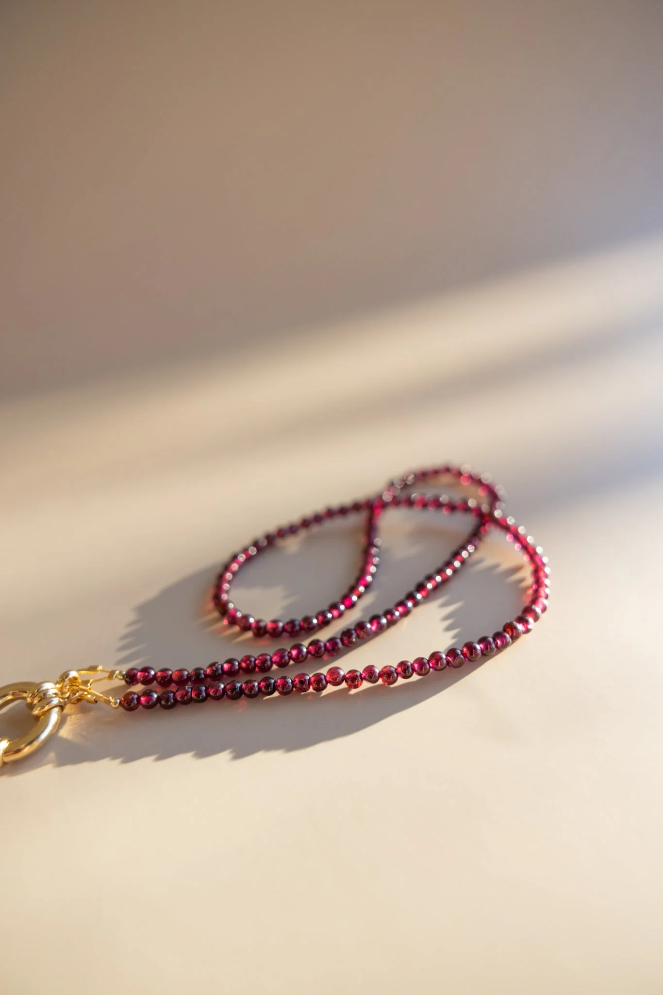 Deep Red Garnet Gemstone Necklace + Pearl Pendant - Image 2