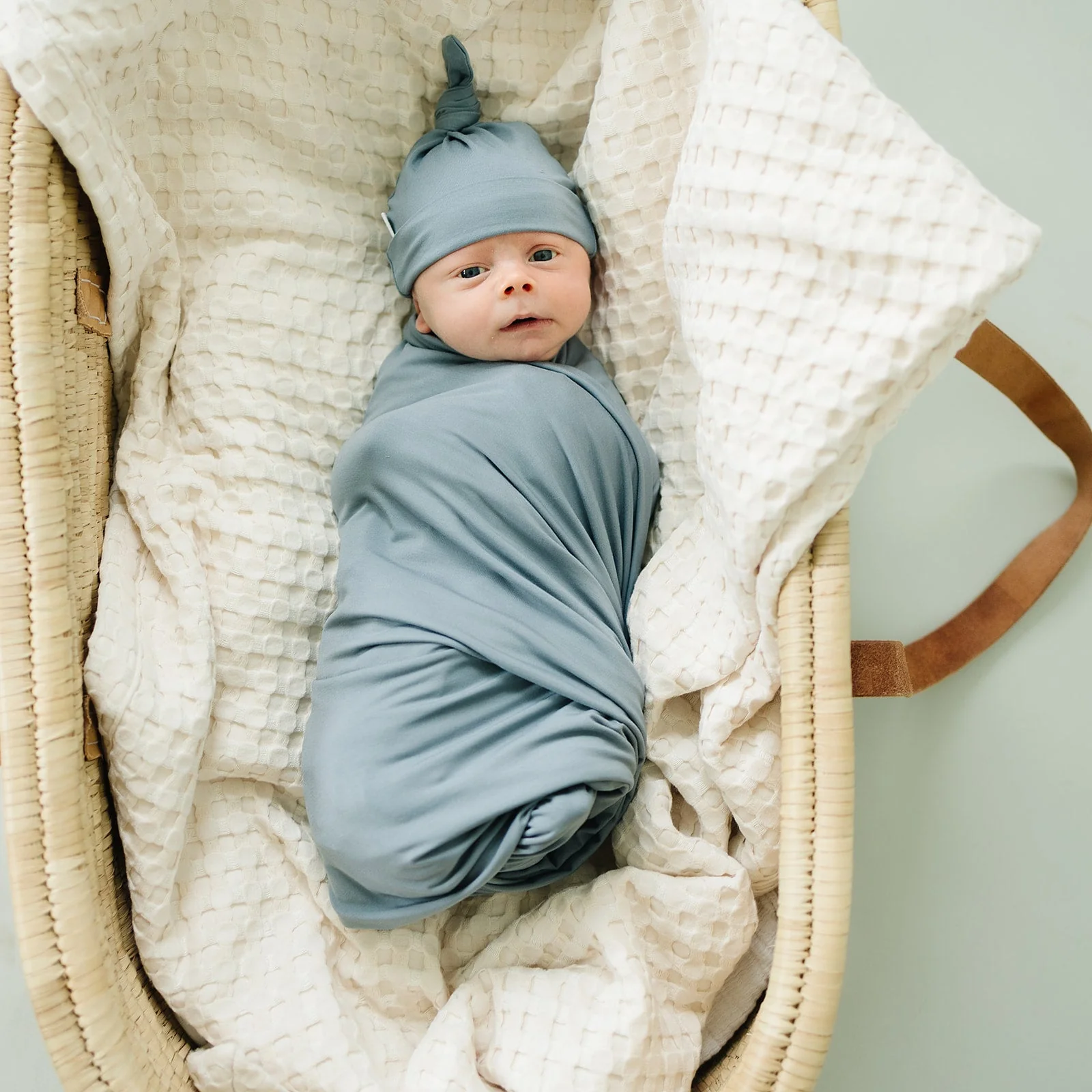 Dusty Blue Bamboo Newborn Knot Hat - Image 2