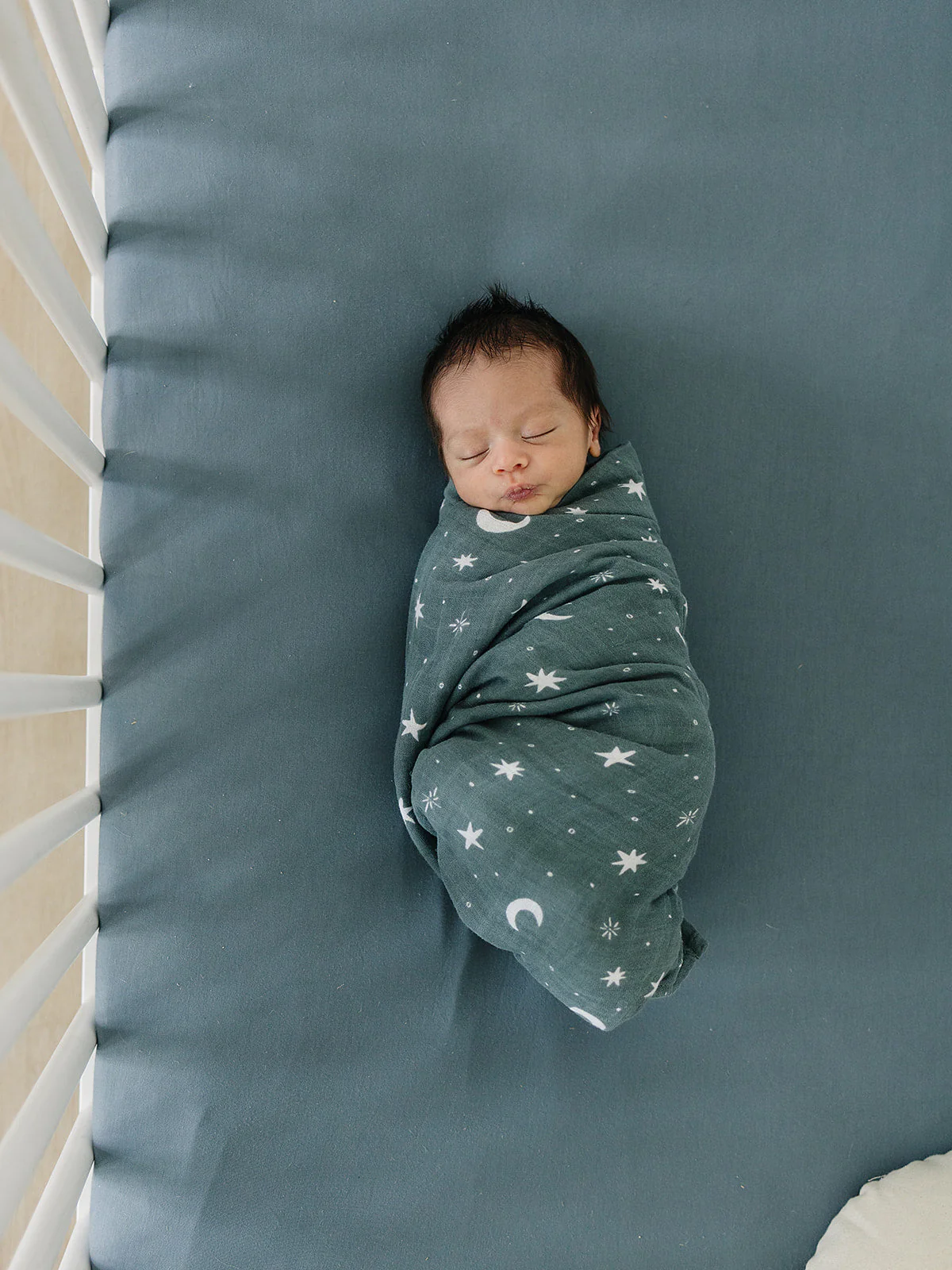 Dusty Blue Bamboo Stretch Crib Sheet - Image 2