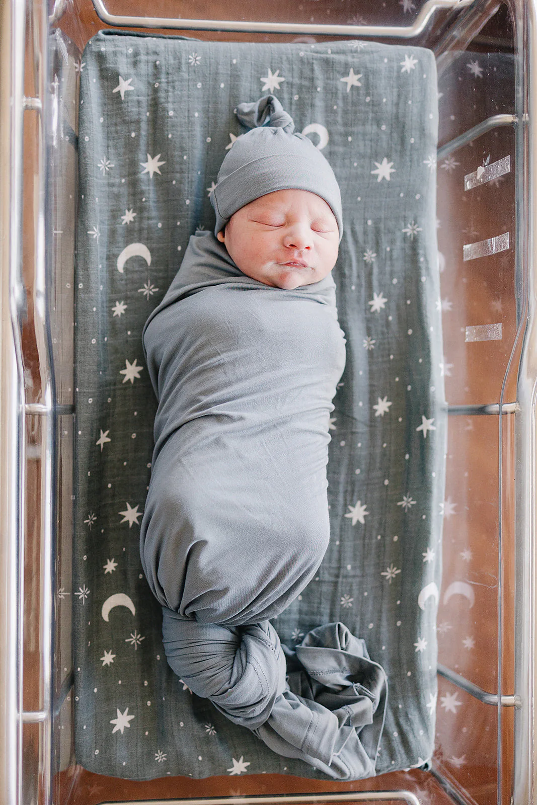 Dusty Blue Bamboo Stretch Swaddle - Image 2