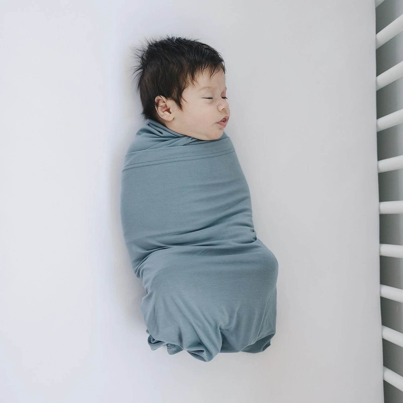 Dusty Blue Bamboo Stretch Swaddle - Image 6