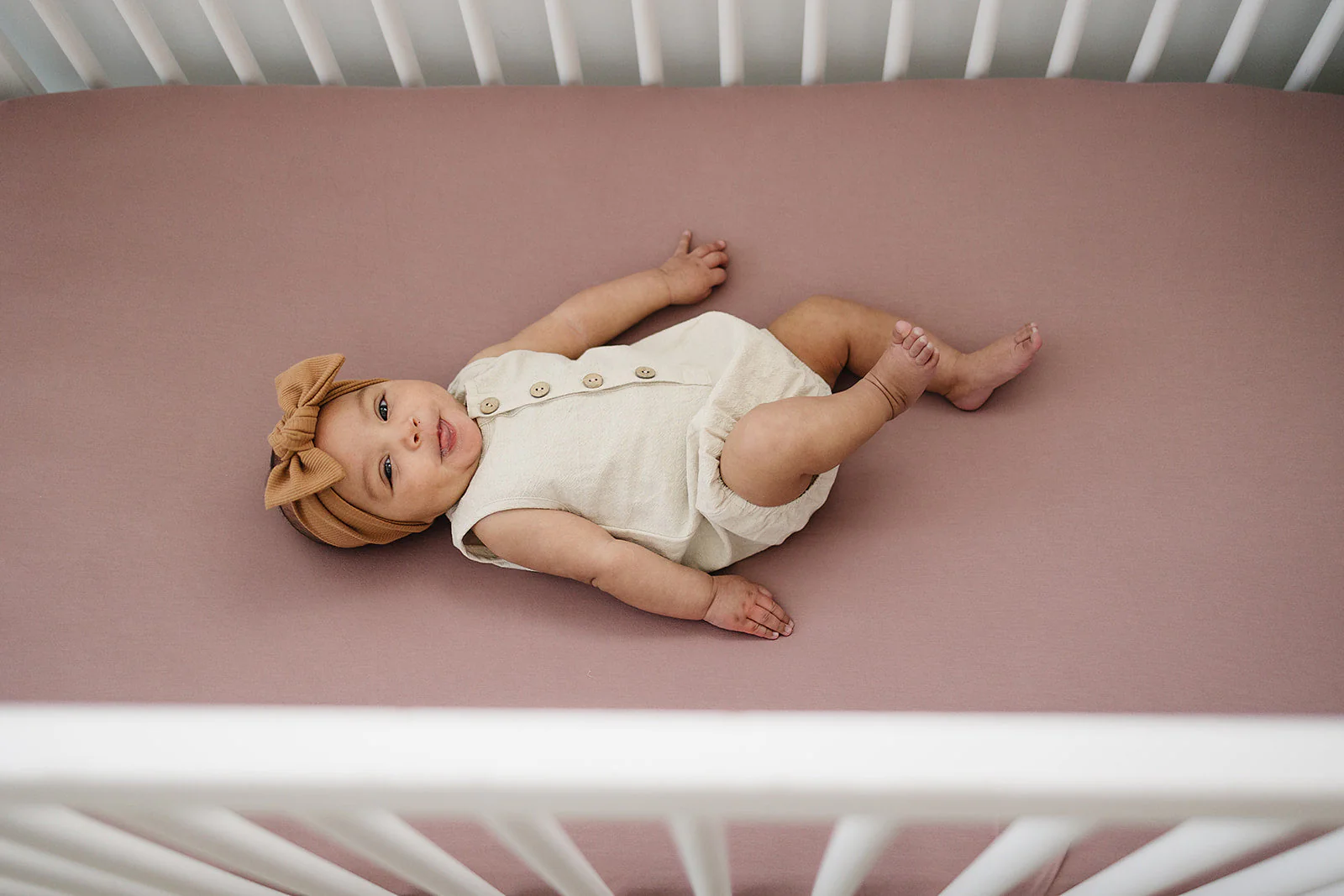 Dusty Rose Bamboo Stretch Crib Sheet - Image 4