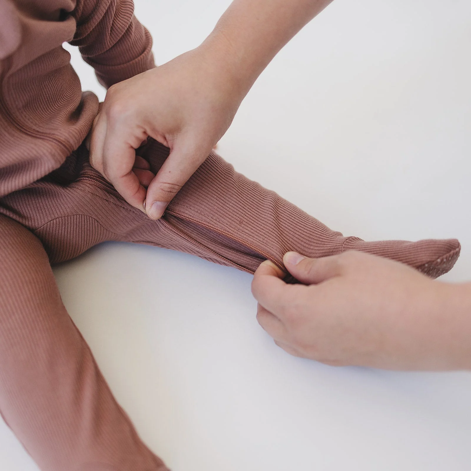 Dusty Rose Organic Cotton Ribbed Zipper - Image 11