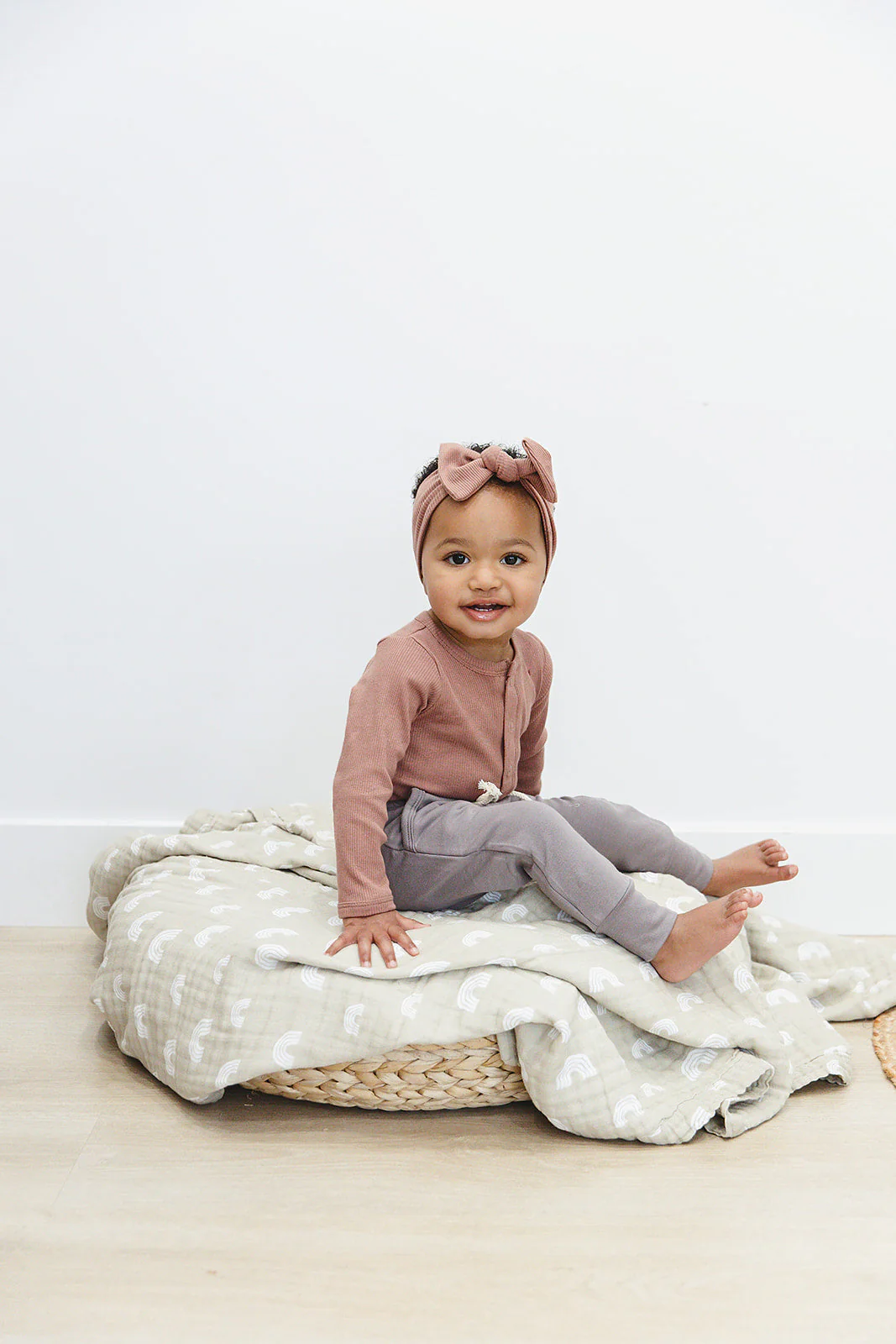 Dusty Rose Organic Snap Long Sleeve Ribbed Bodysuit - Image 2