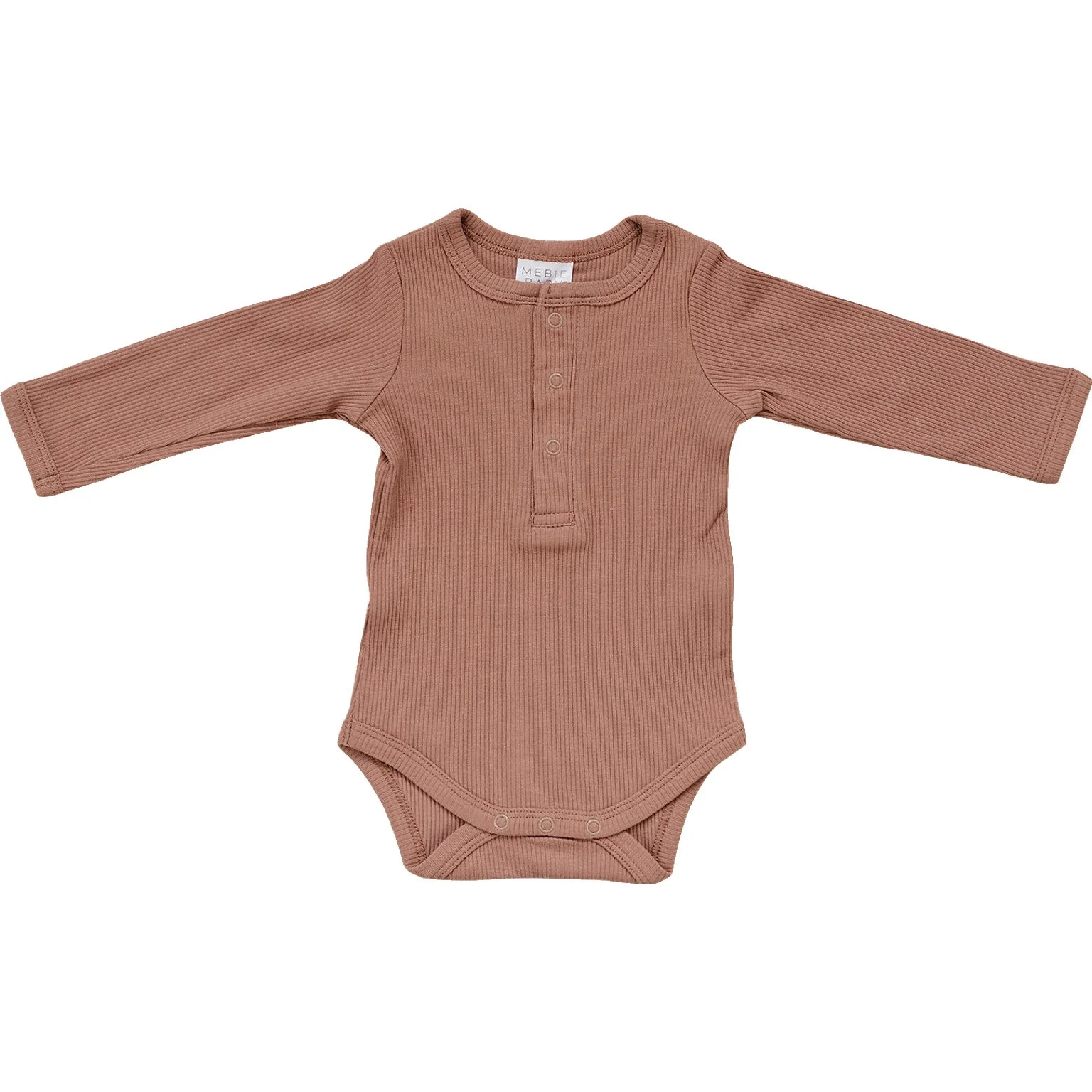Dusty Rose Organic Snap Long Sleeve Ribbed Bodysuit - Image 4