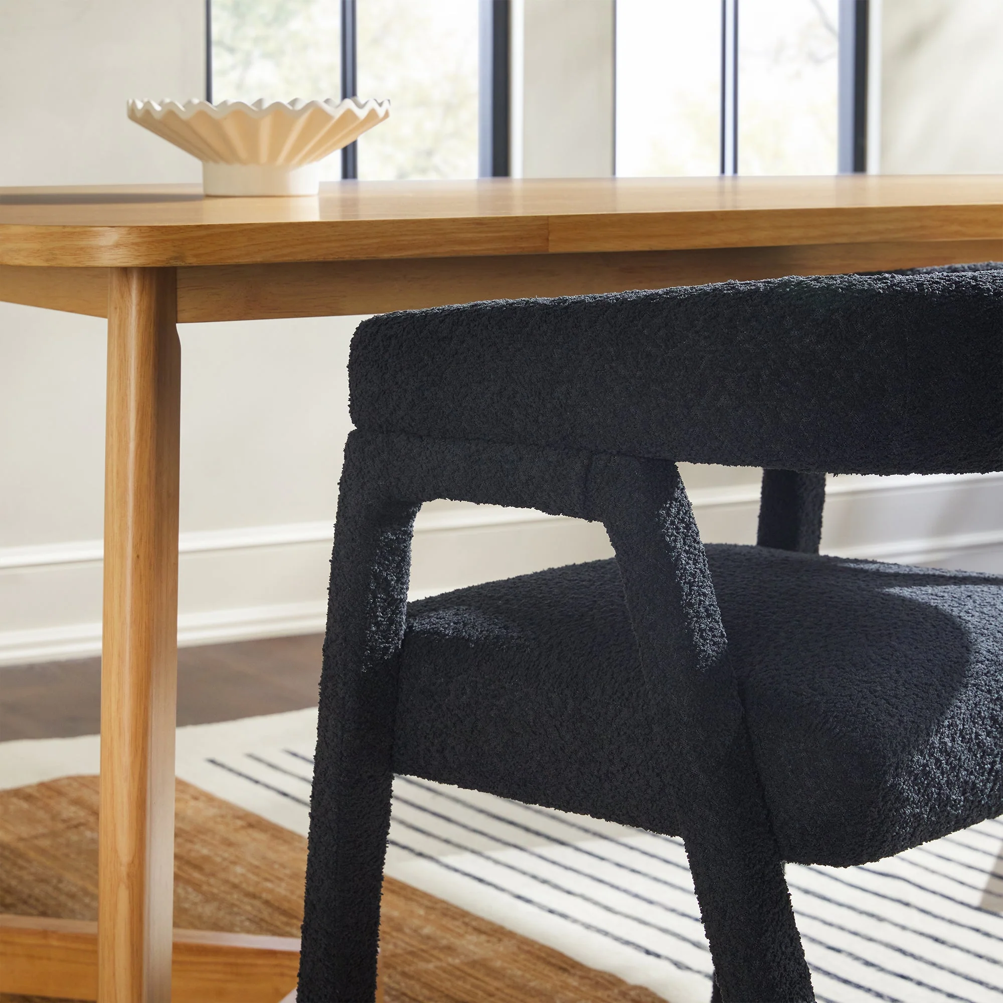 Ezra Modern Boucle Rounded Back Dining Chair (Set of 2) - Image 3