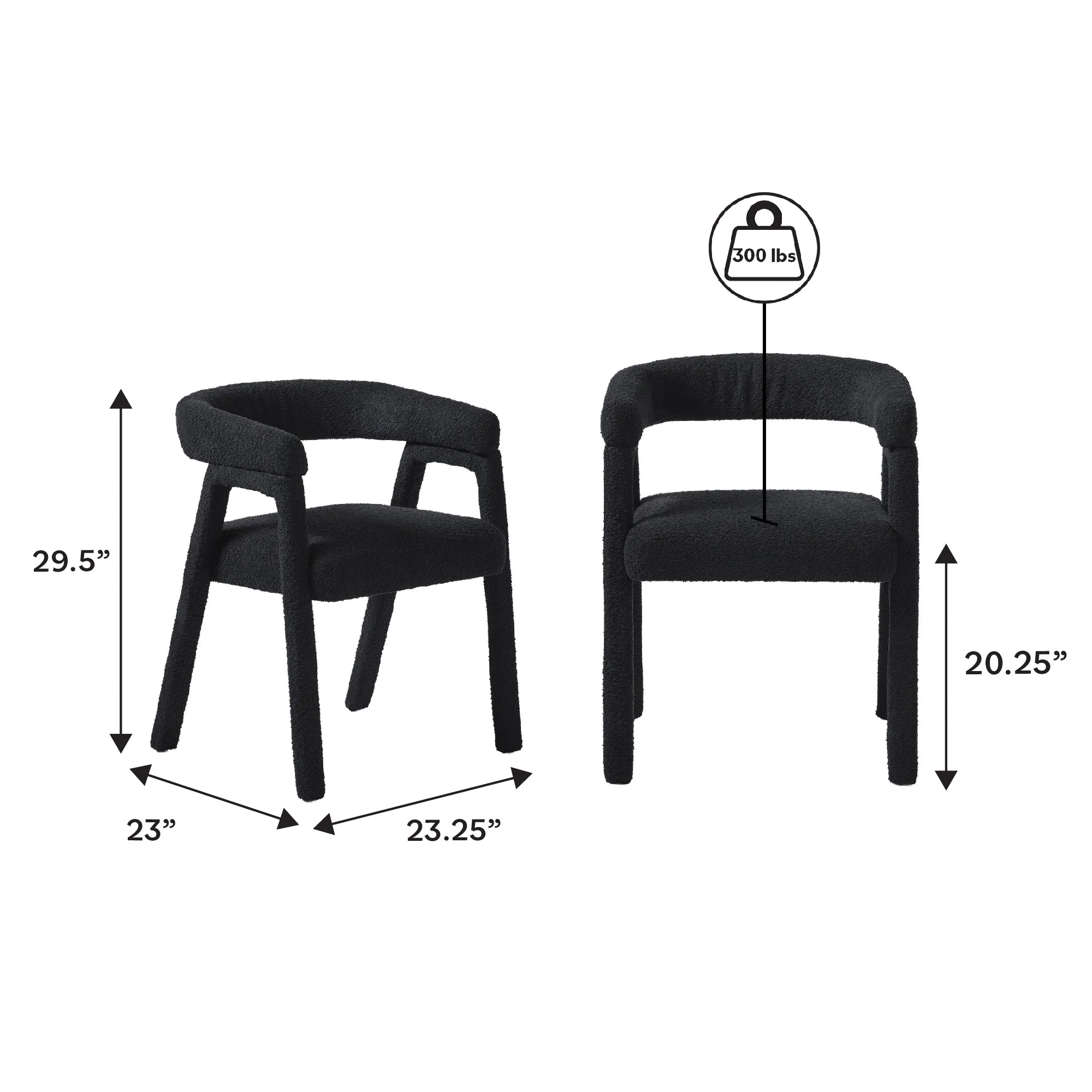 Ezra Modern Boucle Rounded Back Dining Chair (Set of 2) - Image 4