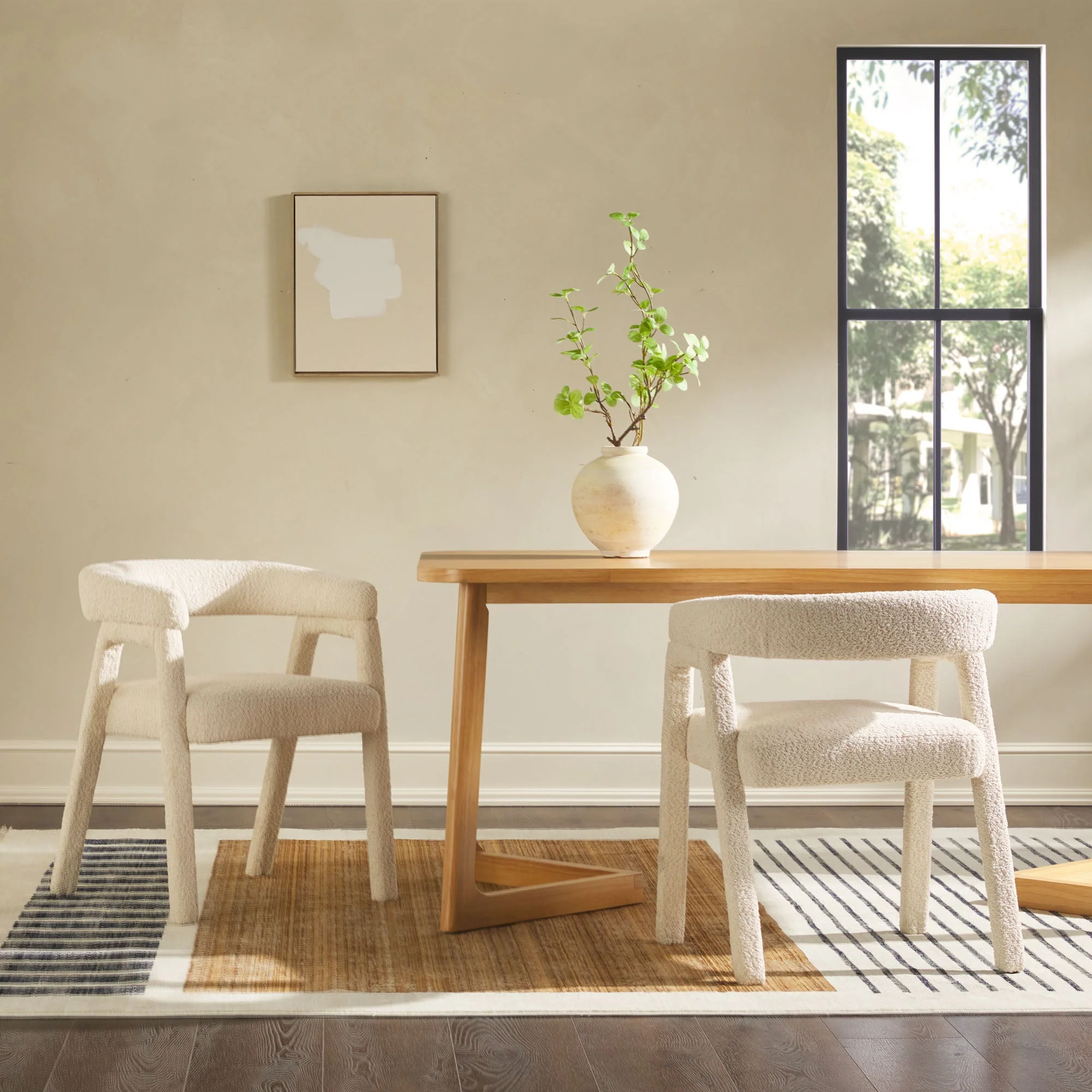 Ezra Modern Boucle Rounded Back Dining Chair (Set of 2) - Image 5
