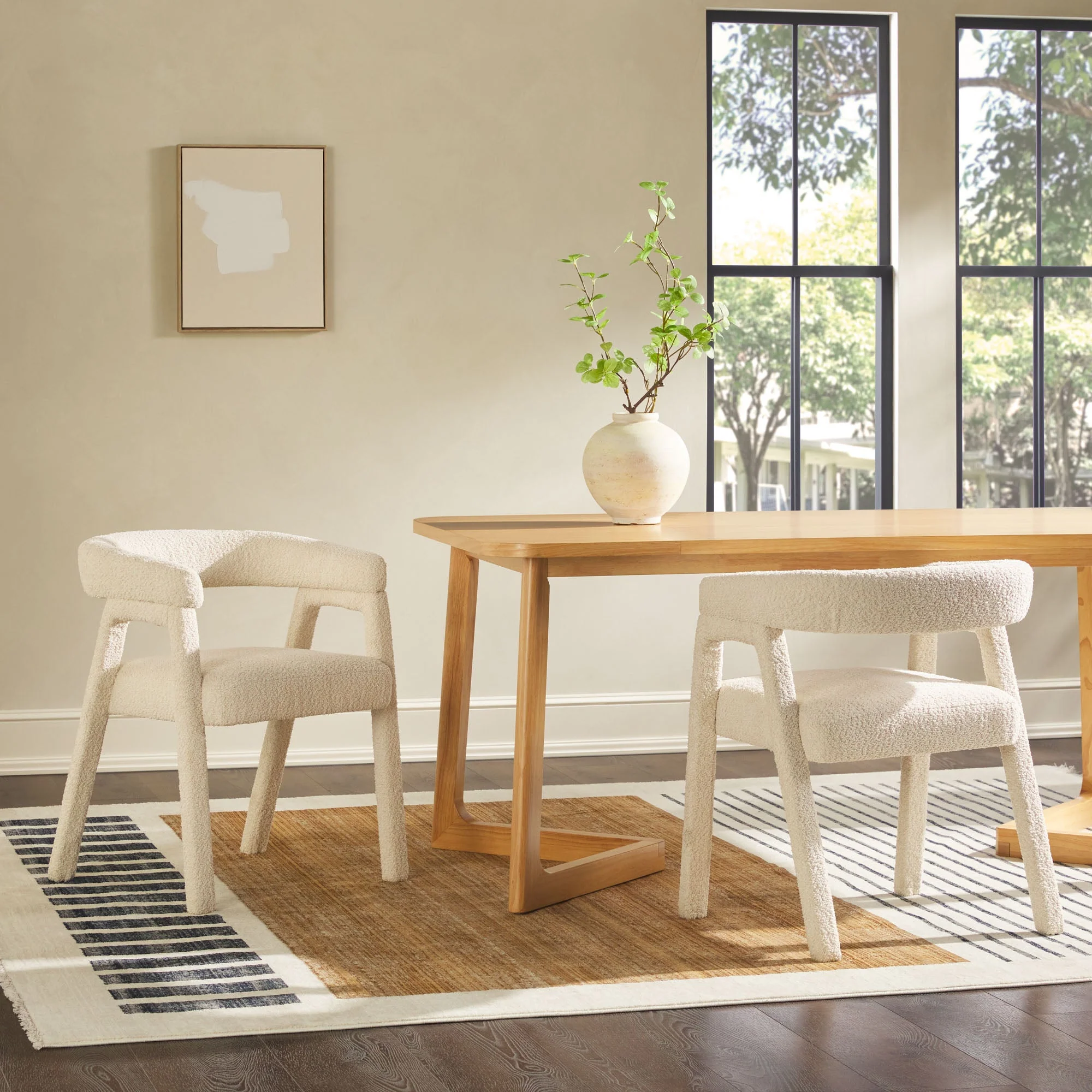 Ezra Modern Boucle Rounded Back Dining Chair (Set of 2) - Image 7