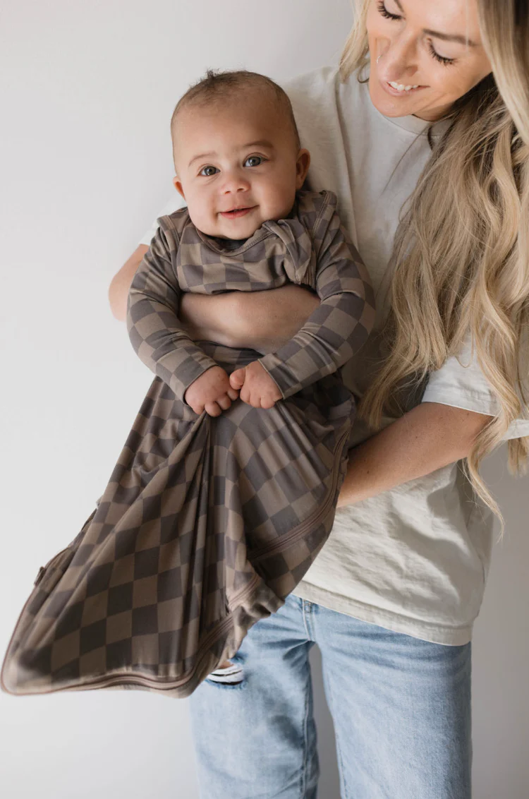 Faded Brown Checkerboard | Bamboo Sleep Sack - Image 2