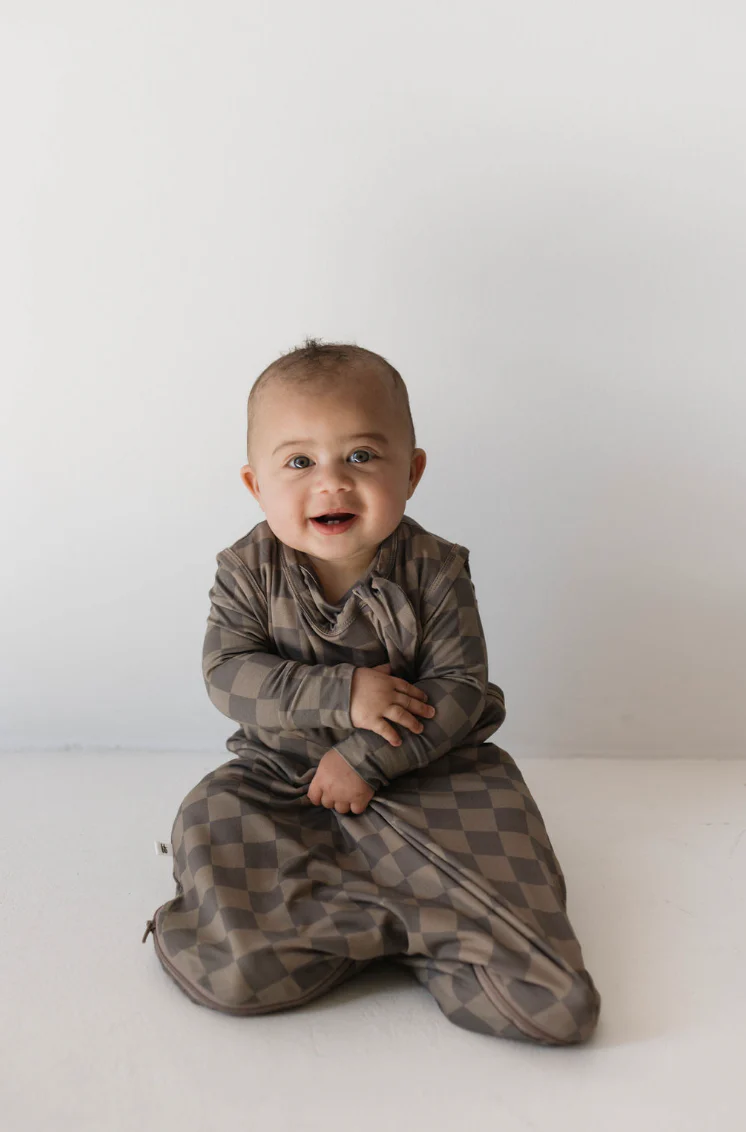 Faded Brown Checkerboard | Bamboo Sleep Sack - Image 3