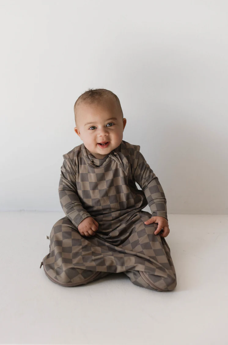 Faded Brown Checkerboard | Bamboo Sleep Sack - Image 4