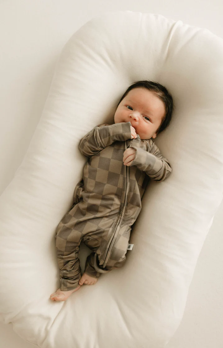 Faded Brown Checkerboard  | Bamboo Zip Pajamas - Image 3