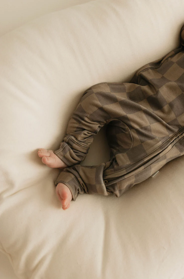 Faded Brown Checkerboard  | Bamboo Zip Pajamas - Image 7