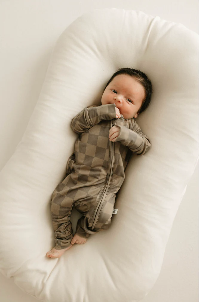 Faded Brown Checkerboard  | Bamboo Zip Pajamas - Image 9