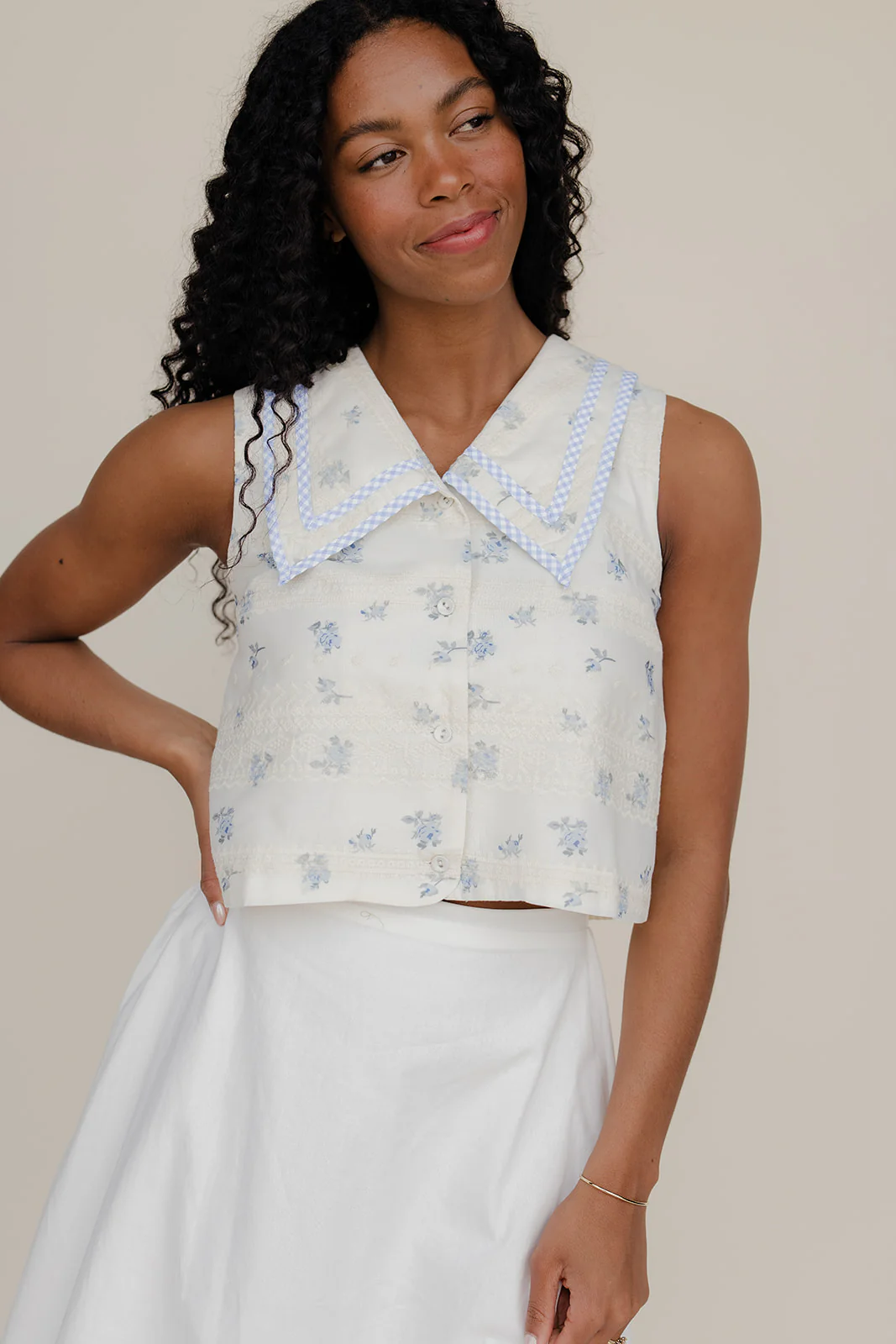 Forget Me Not Collared Tank - Image 2