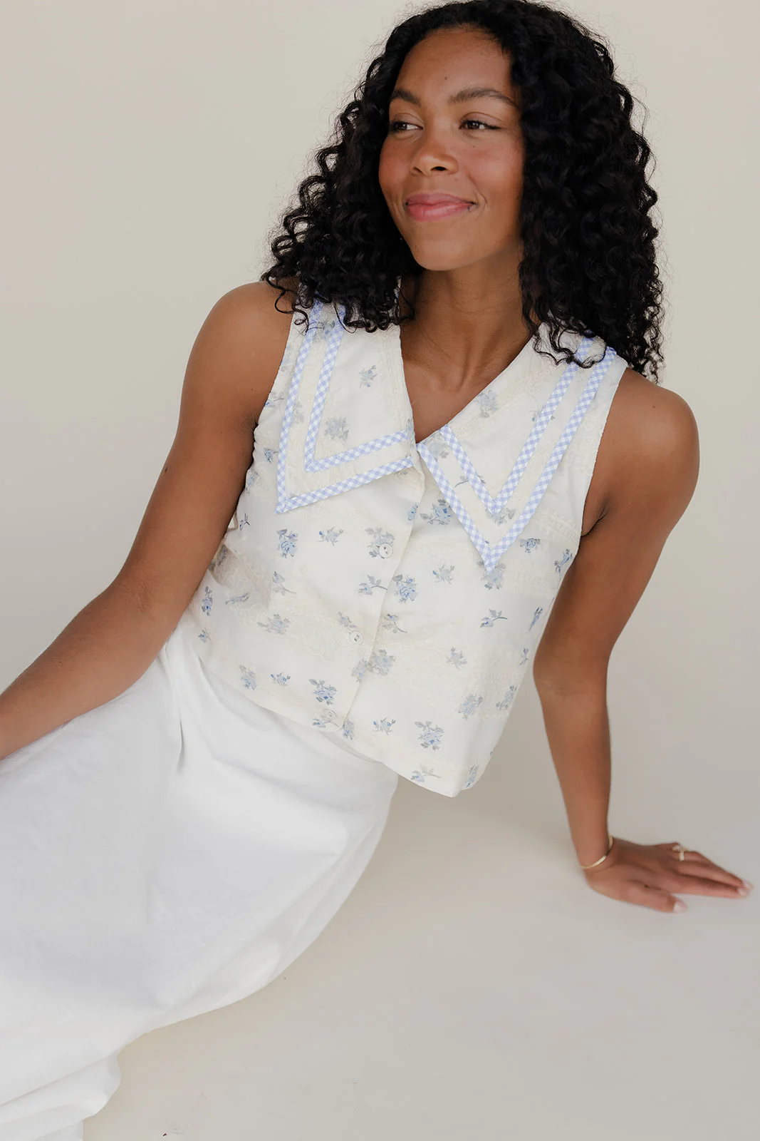 Forget Me Not Collared Tank - Image 3