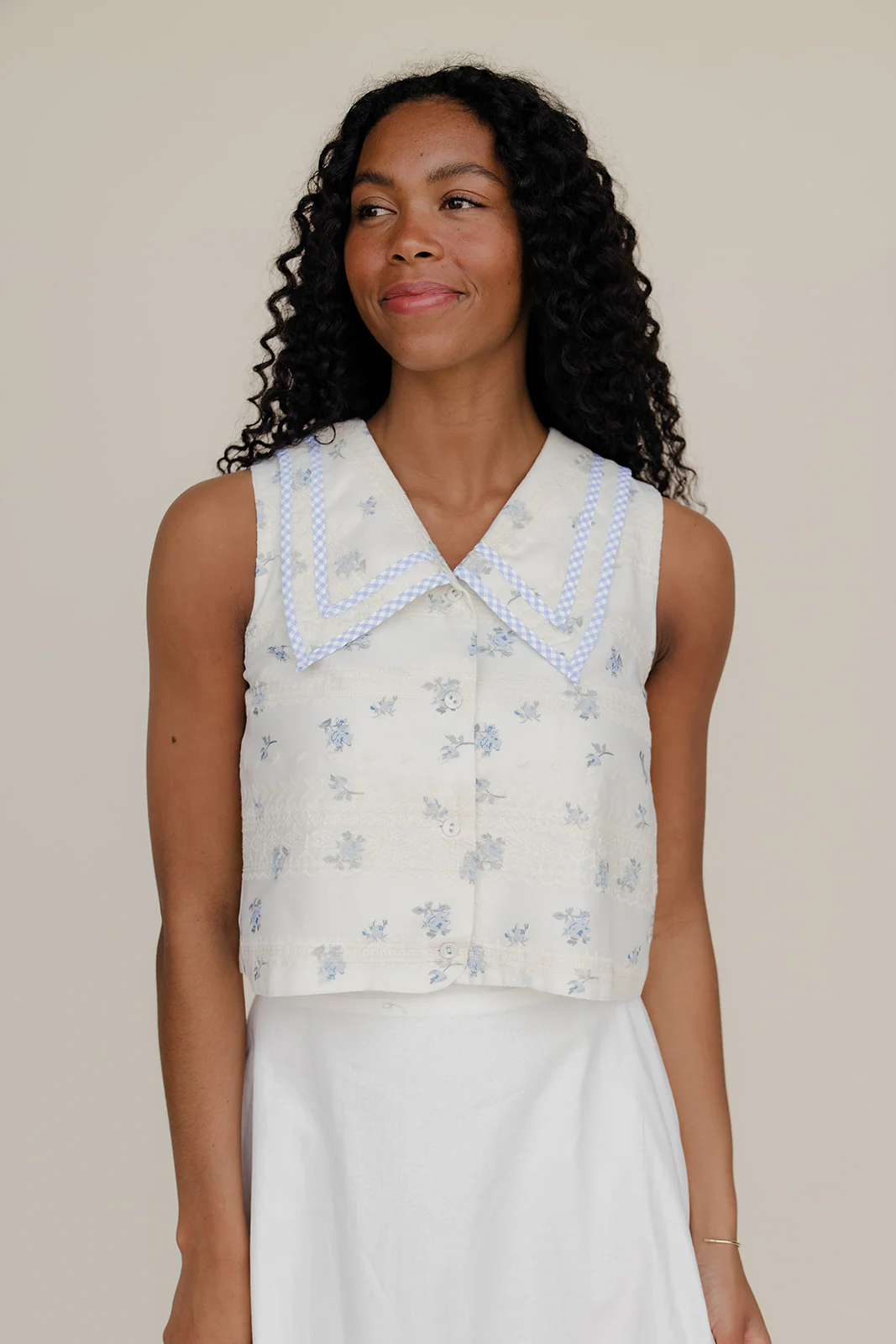 Forget Me Not Collared Tank - Image 6