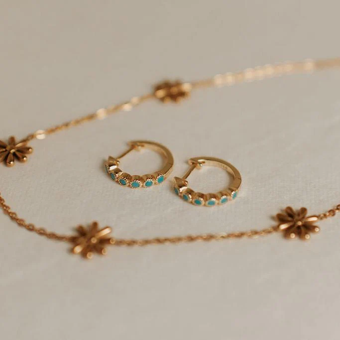 Gaby Turquoise Hoops - Image 3