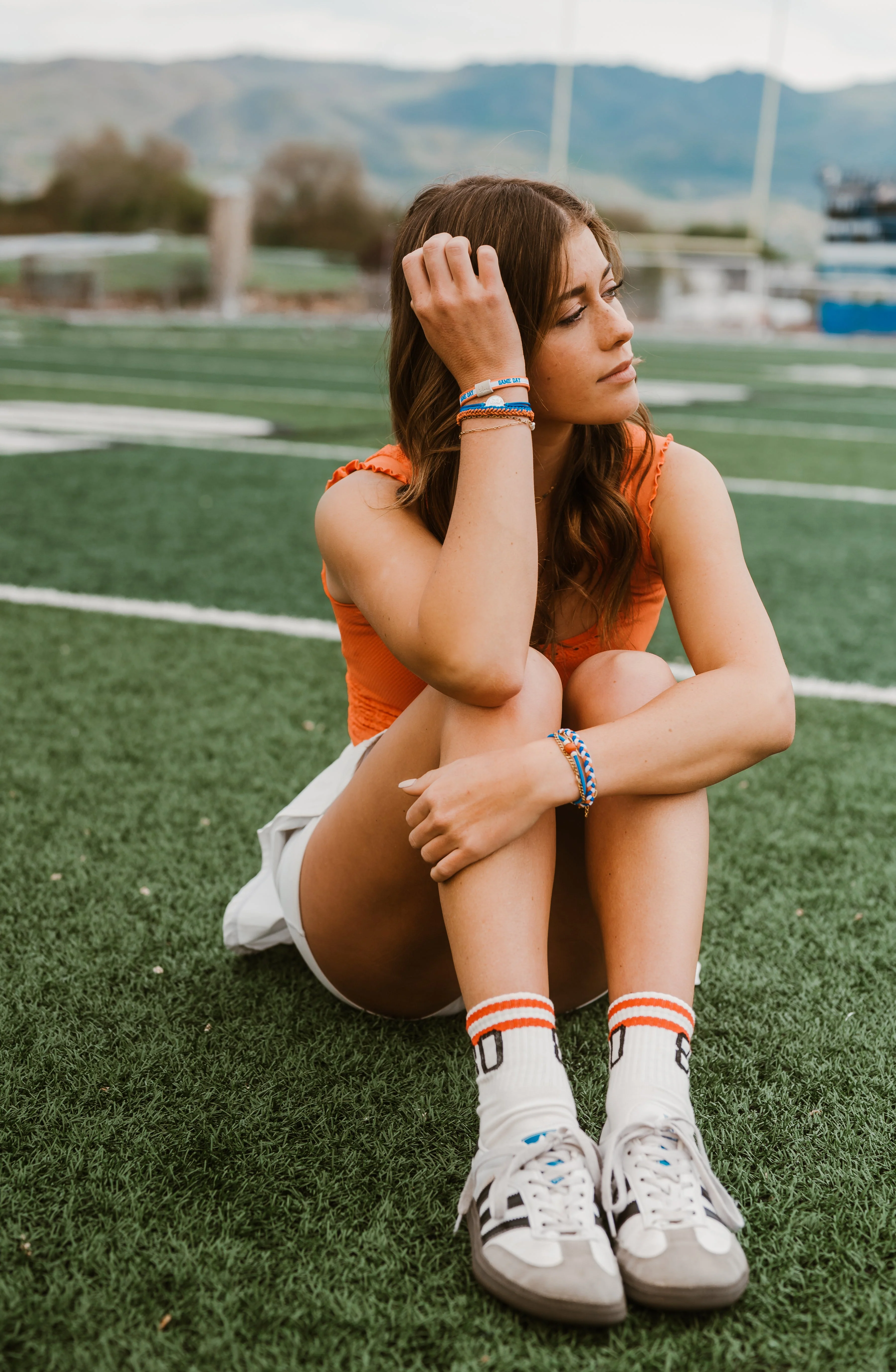 Game Day Blue / Orange Hair Tie Bracelet - Image 3
