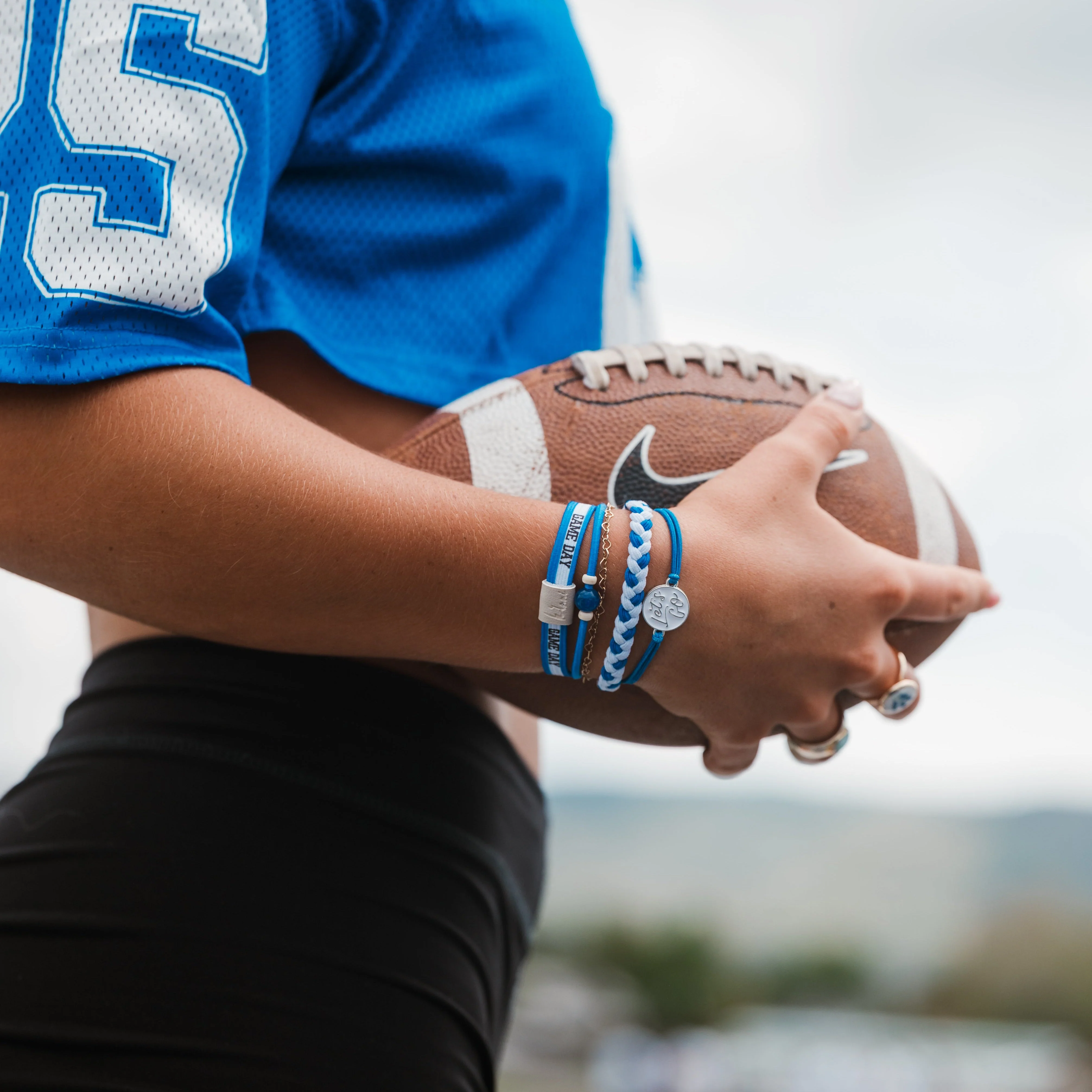 Game Day Blue white - Hair Tie Bracelet - Image 3