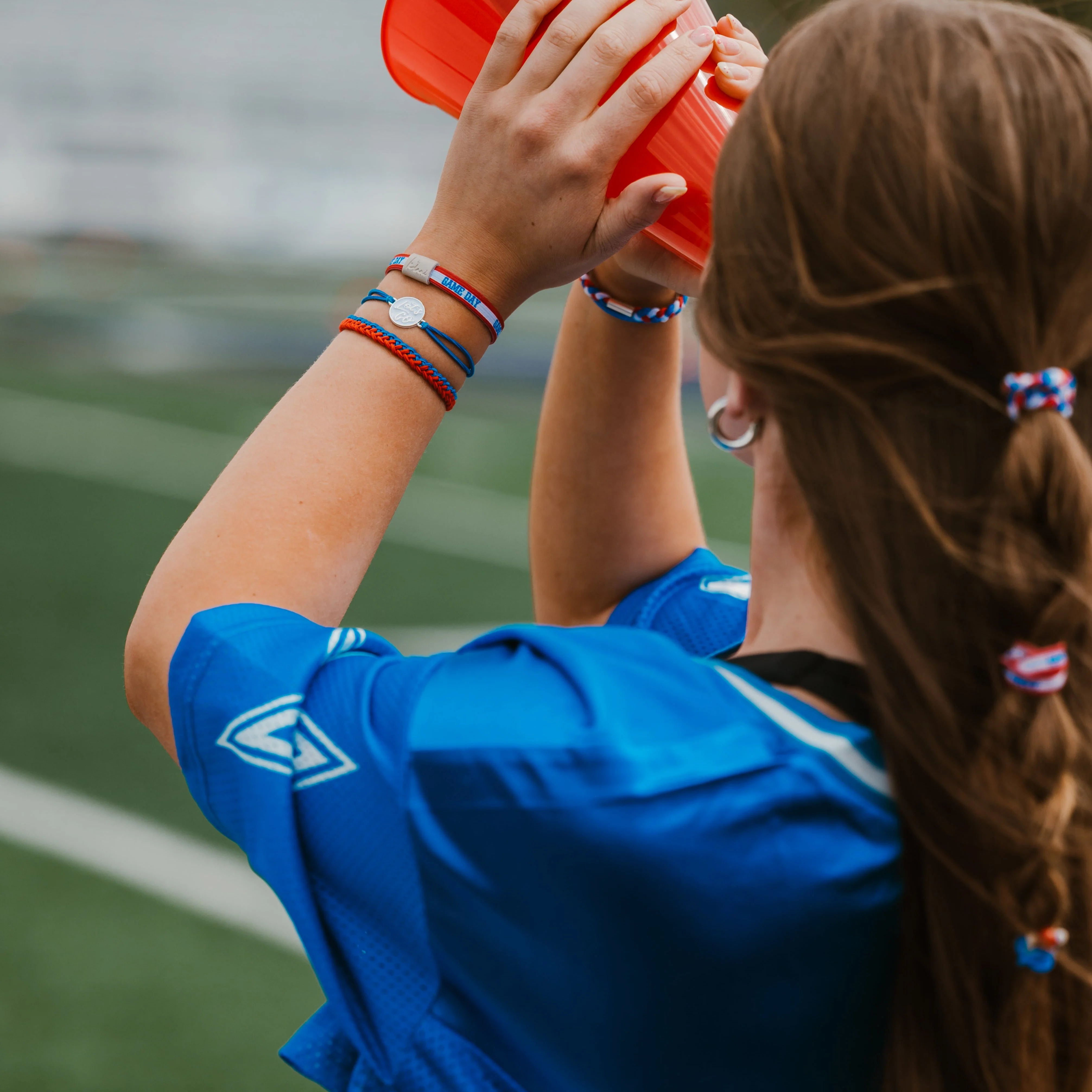 Game Day Red Blue White - Hair Tie Bracelet - Image 2