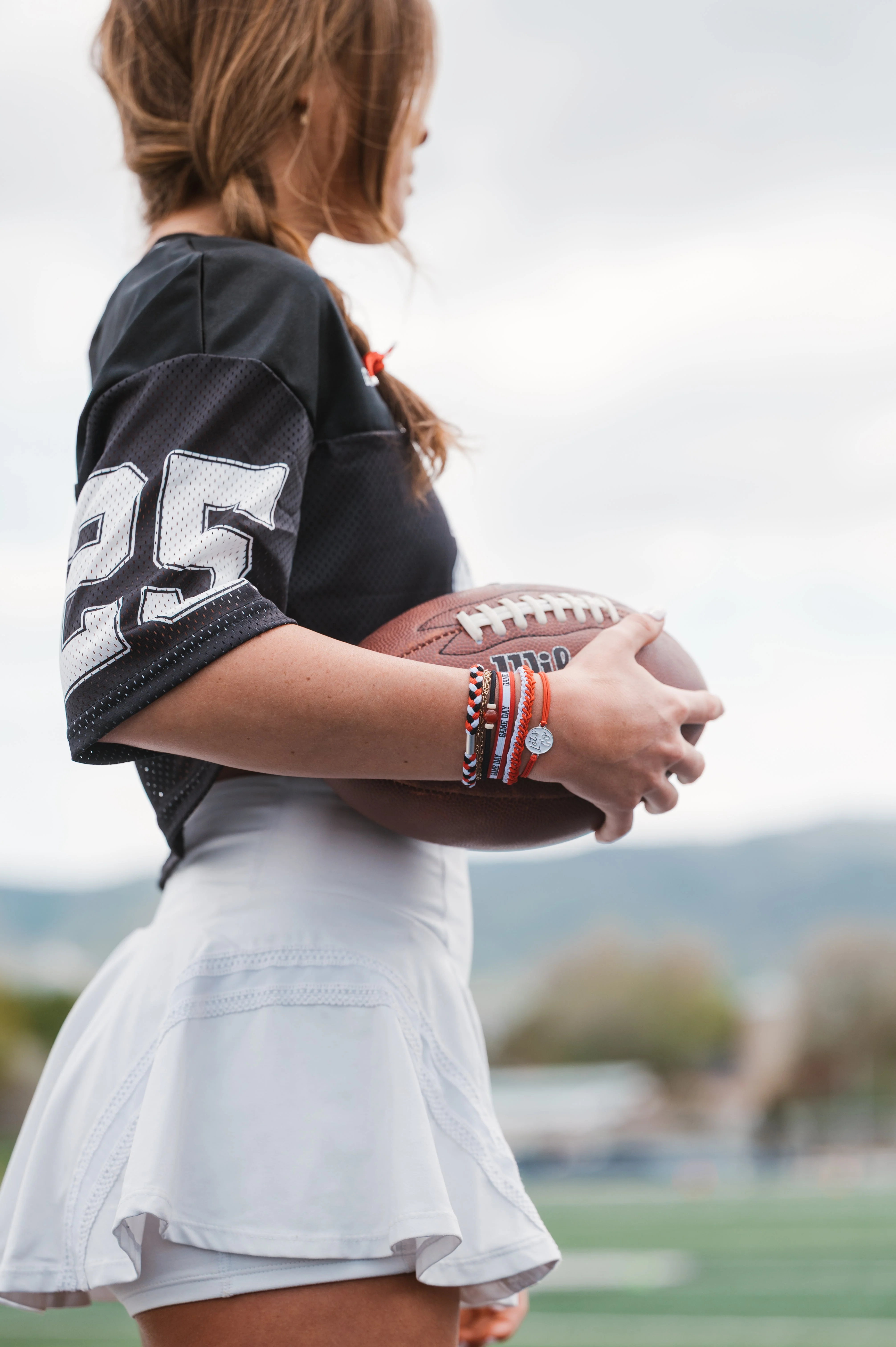 Game Day Red White Black- Hair Tie Bracelet - Image 3